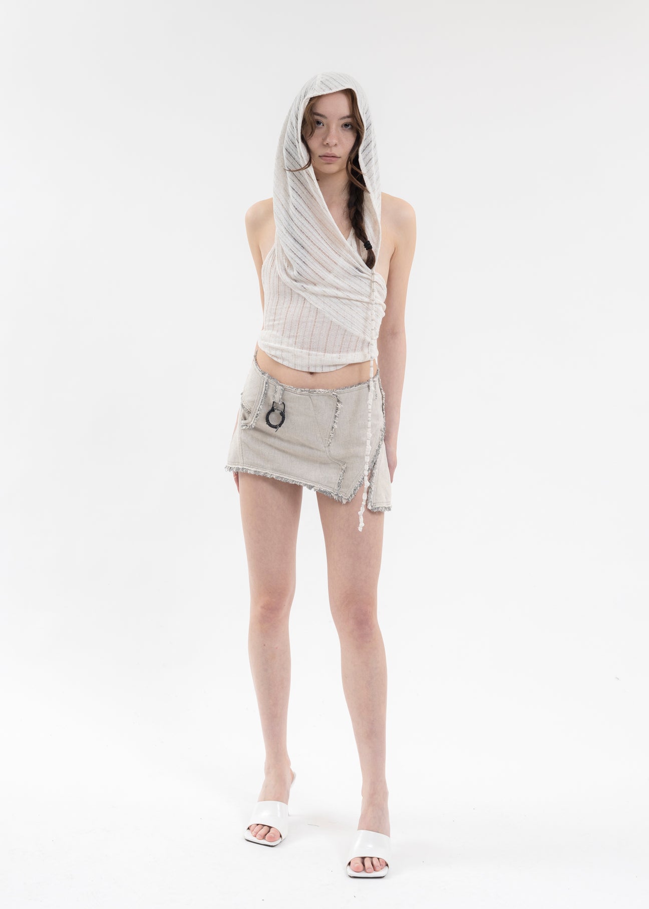 IVORY HOODED HALTER TOP – 017 Shop