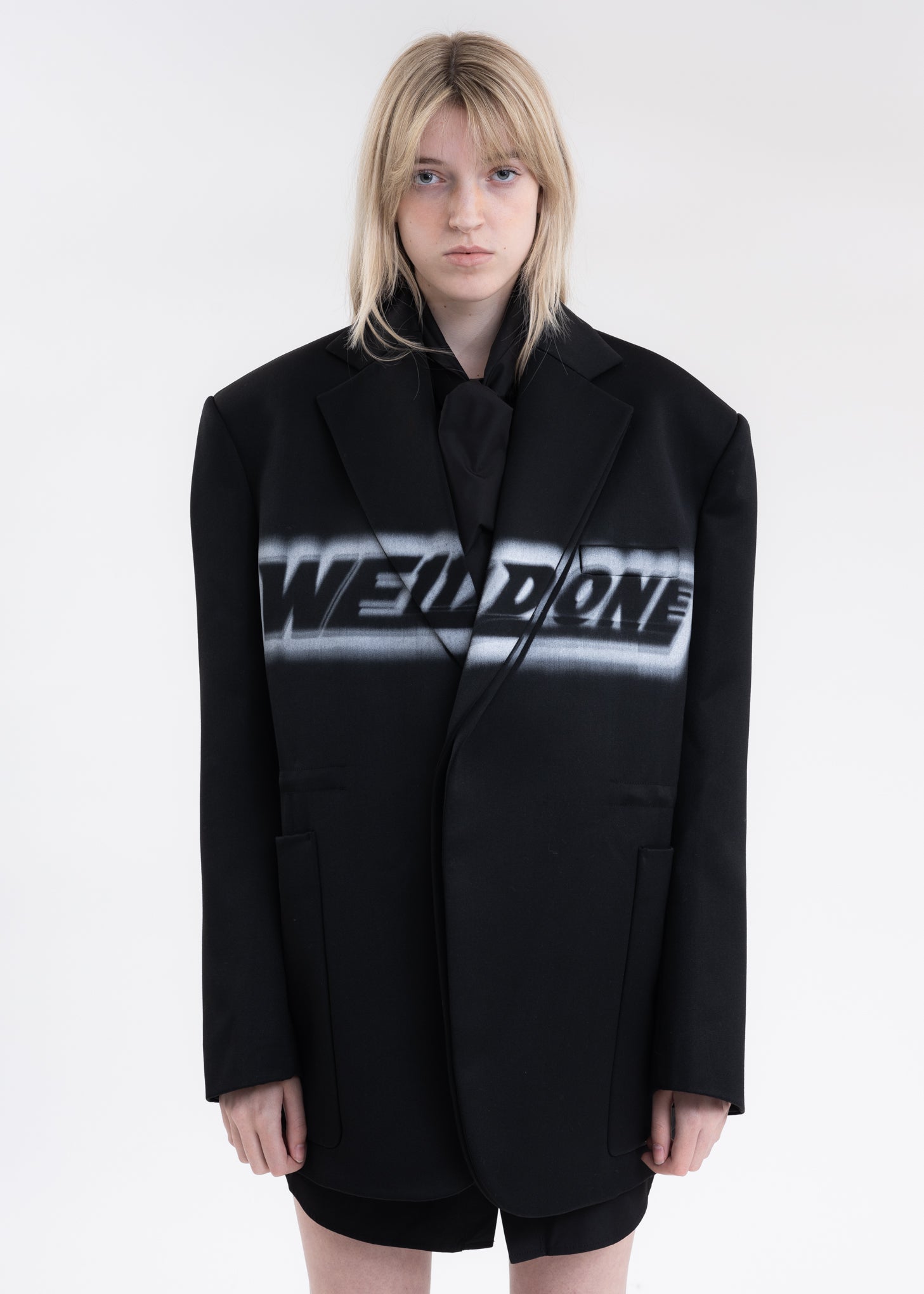 Jacket String Design BLACK WAIST STRING JACKET WITH FRONT LOGO PRINT – 017 Shop