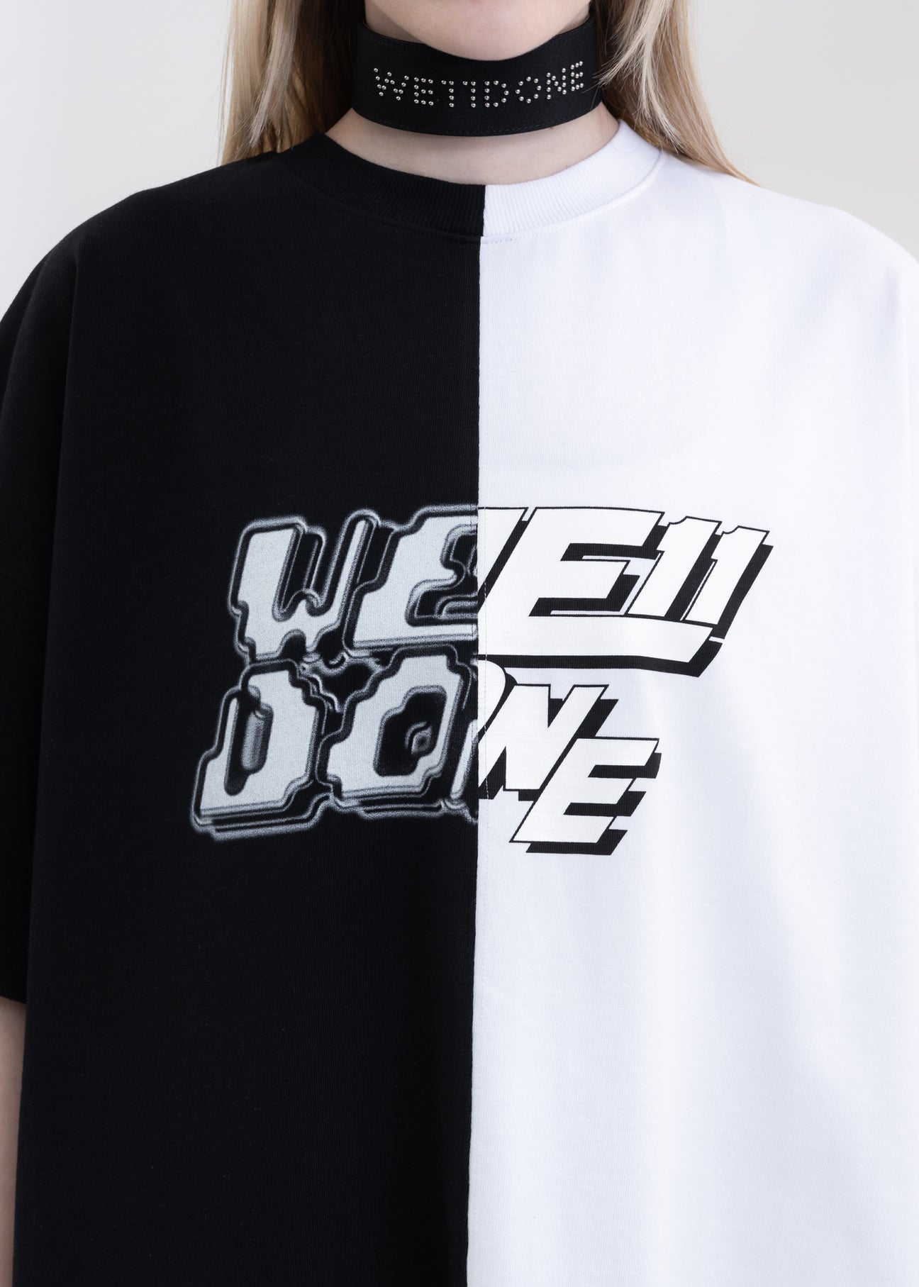 BLACK/WHITE HALF AND HALF T-SHIRT – 017 Shop