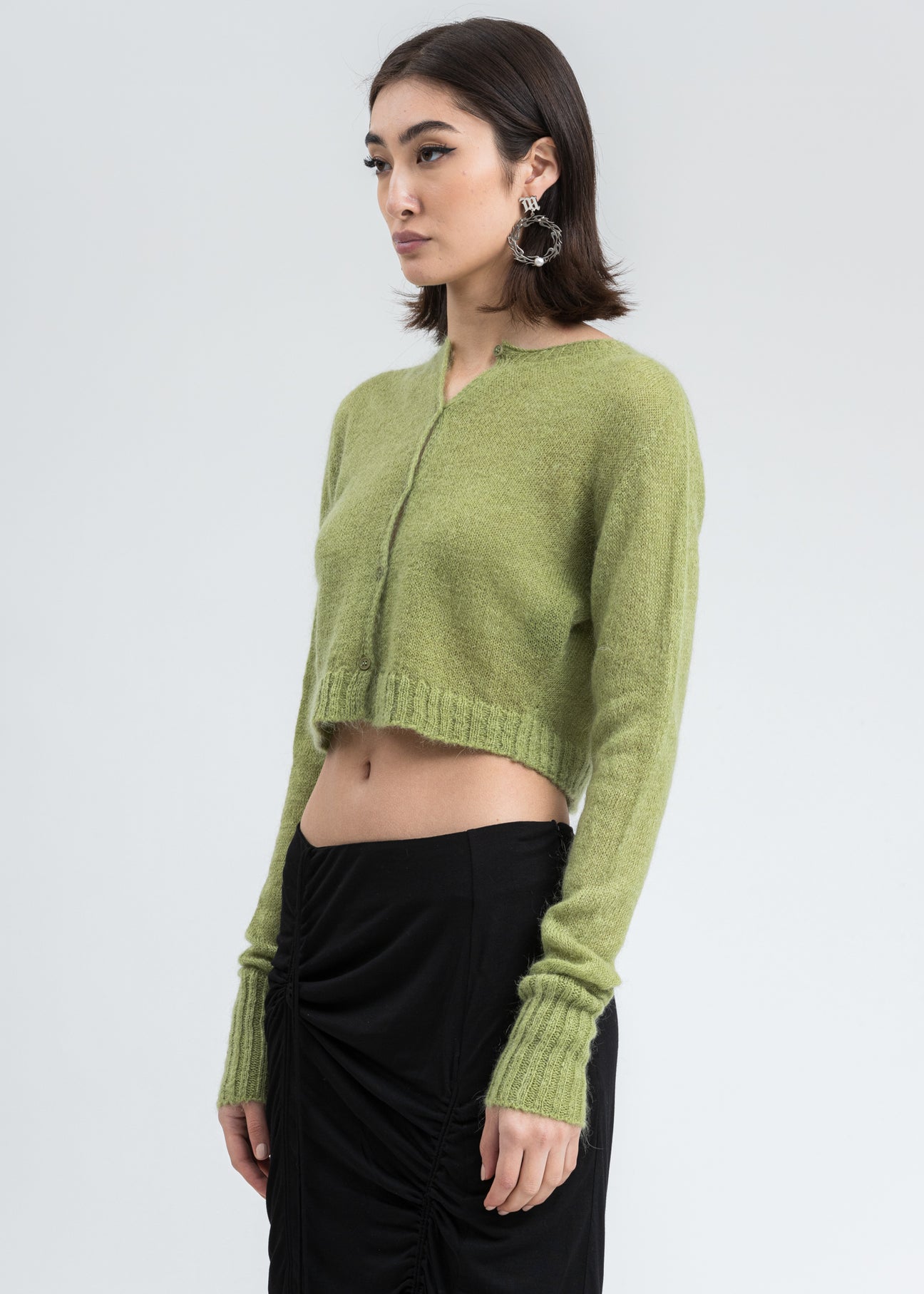 Danielle Guizio　mohaih ribbed ccrdigan Moss Mohair Ribbed Cardigan – 017 Shop