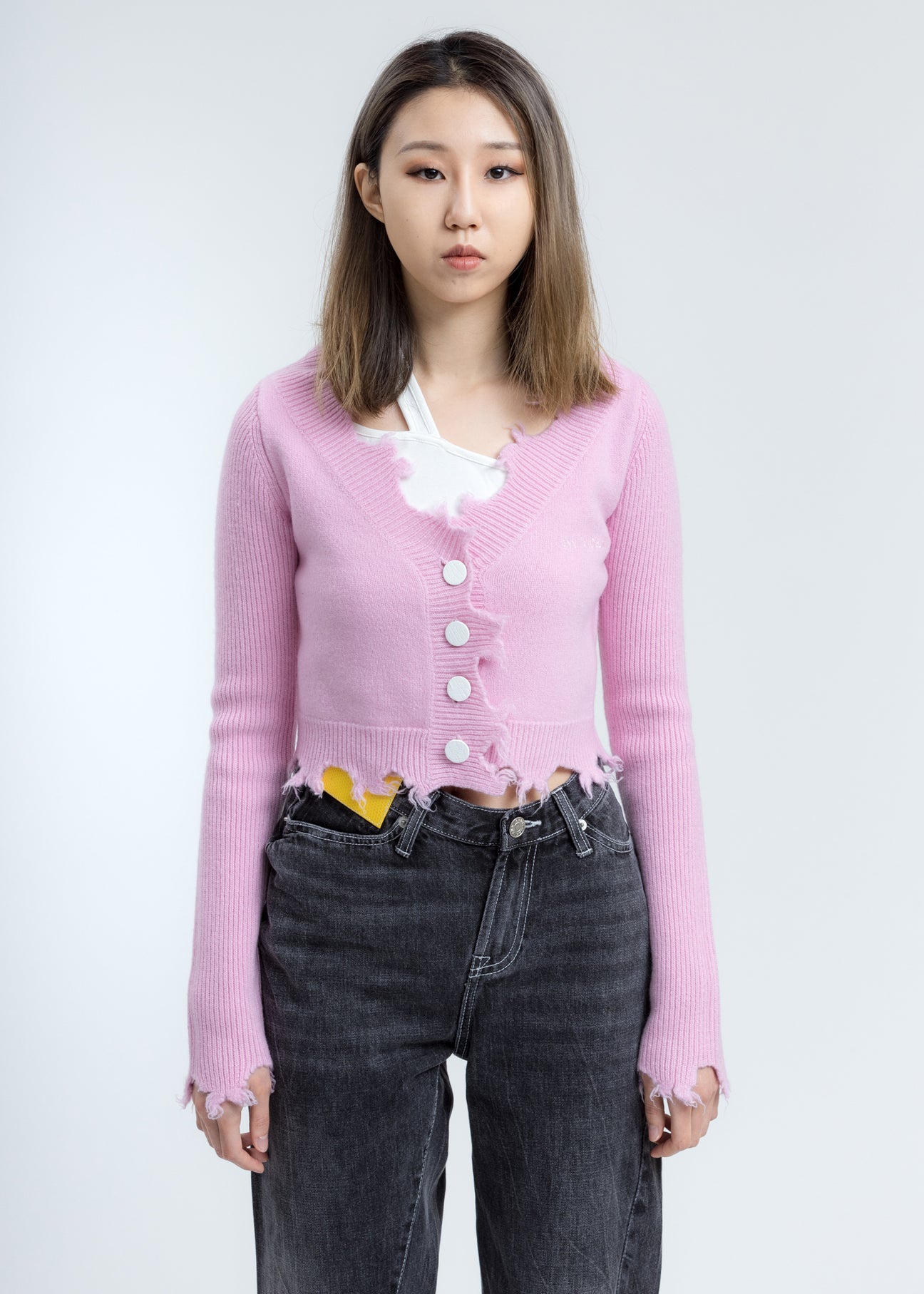 Pink Destroyed Cardigan – 017 Shop