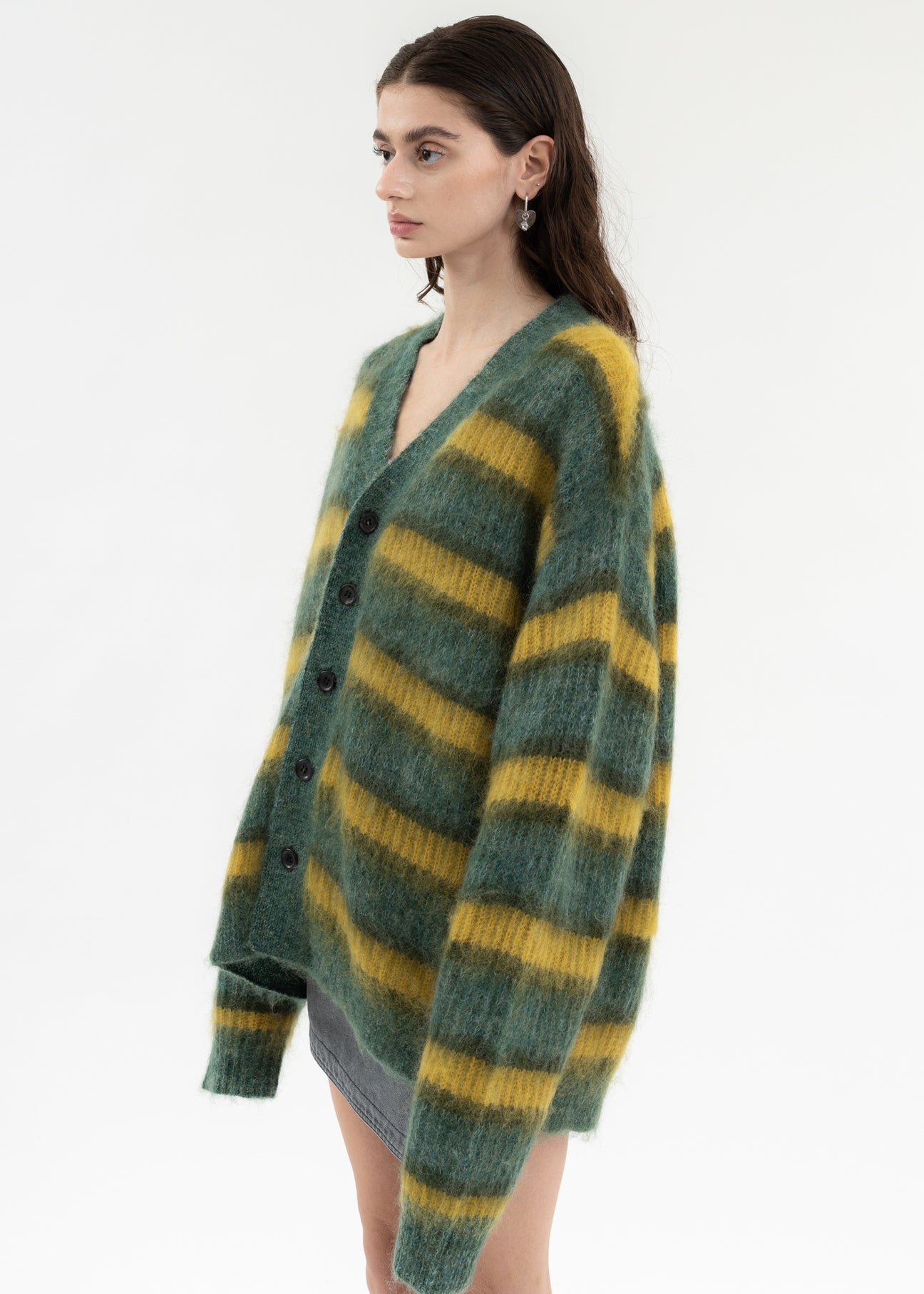 Green MOHAIR BORDER KNIT CARDIGAN – 017 Shop