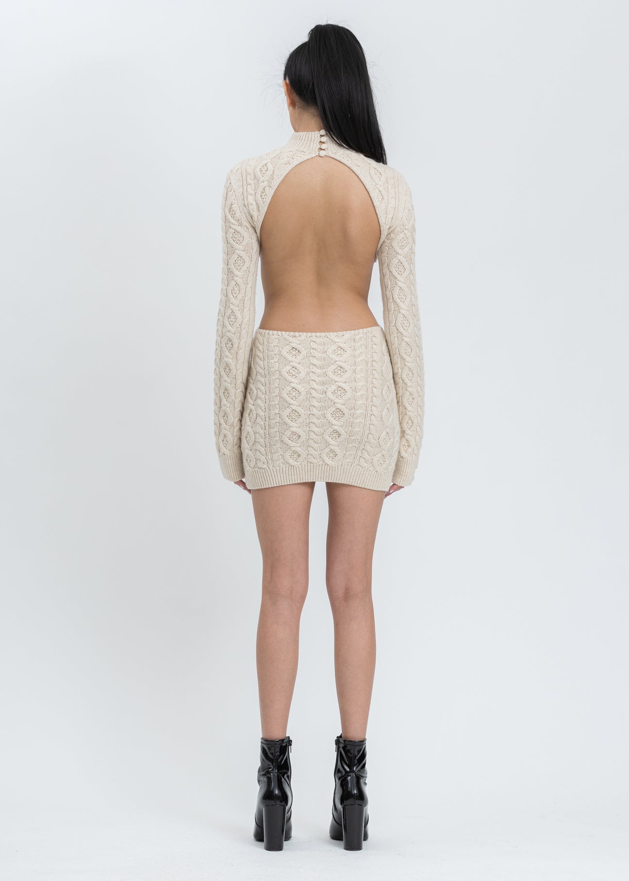 Cable Knit Backless Turtleneck Dress 017 Shop Cable Knit Backless Turtleneck Dress 017 Shop