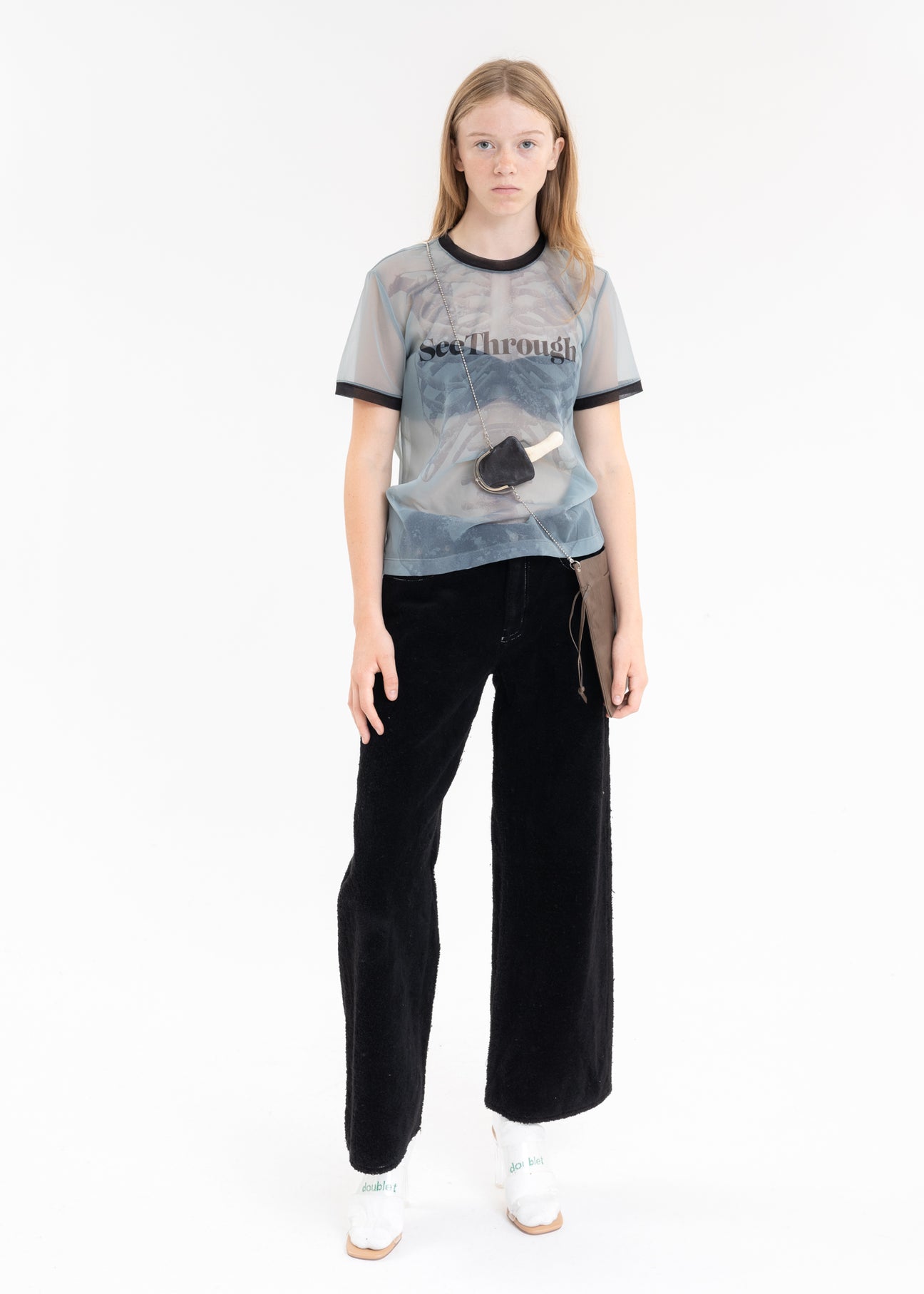 Light Blue SEE-THROUGH PRINT T-SHIRT – 017 Shop