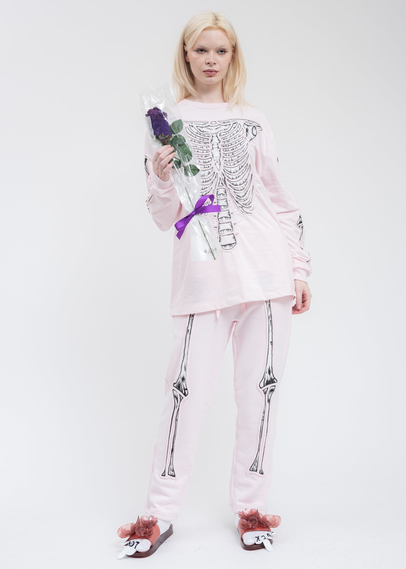 Pink SKULL SHIRRING EMBROIDERY LONG SLEEVE T-Shirt – 017 Shop