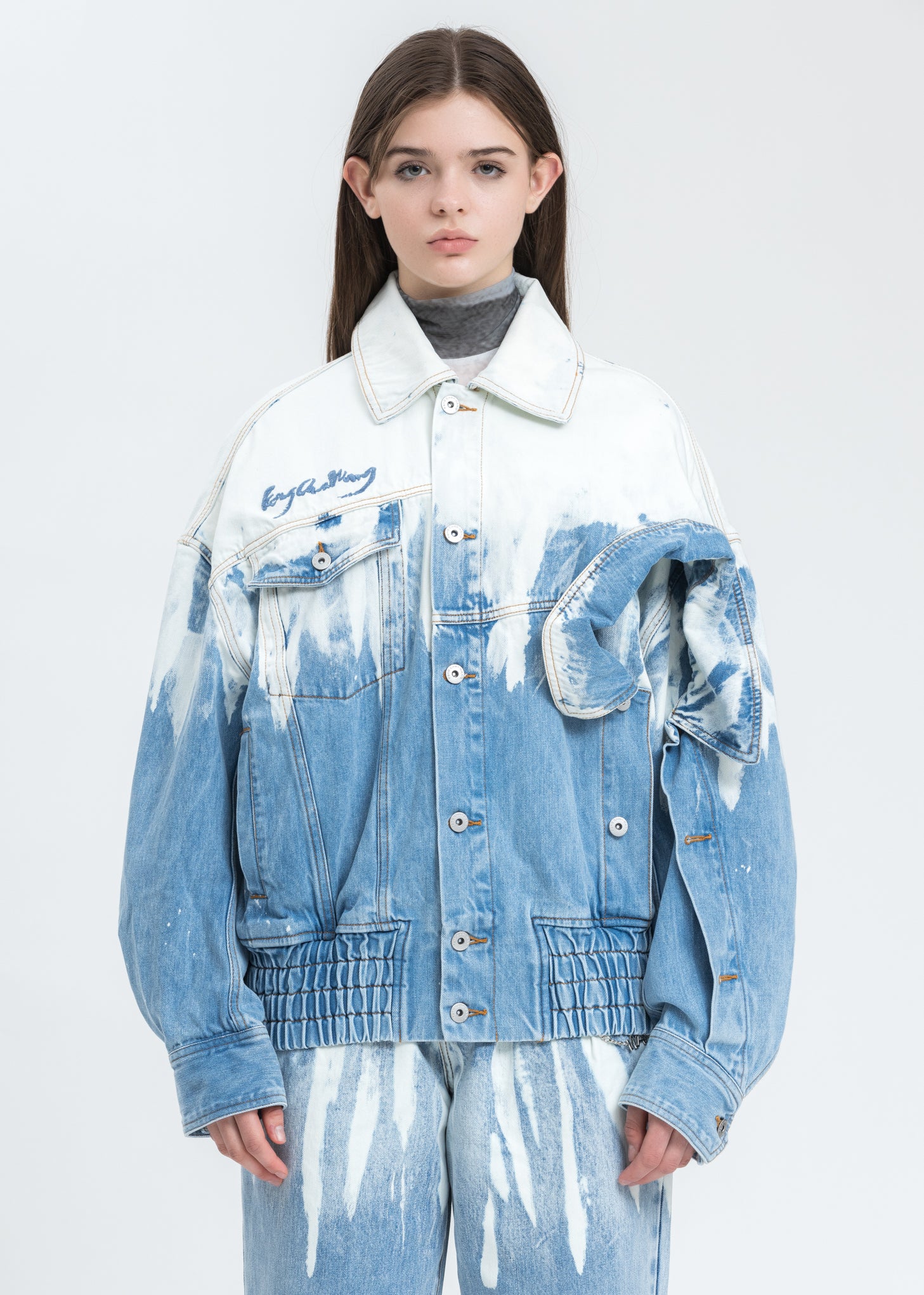 Blue and White Layered Denim Jacket – 017 Shop