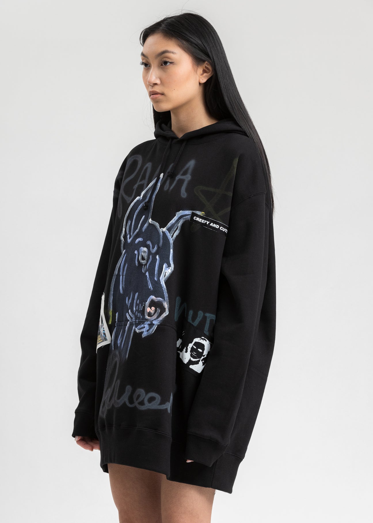 Black Paint Hoodie Doberman 017 Shop