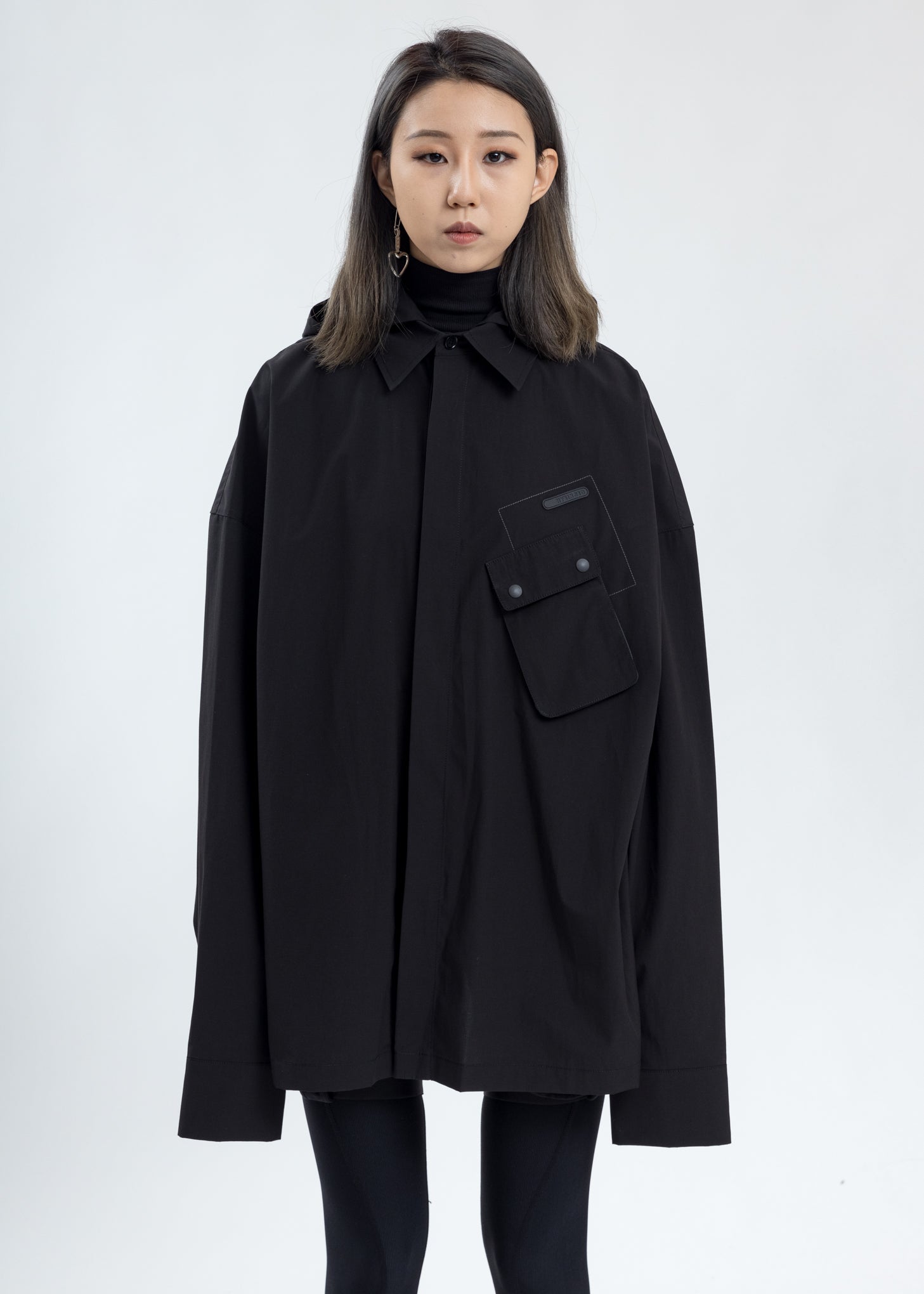 Black Hooded Shirt – 017 Shop