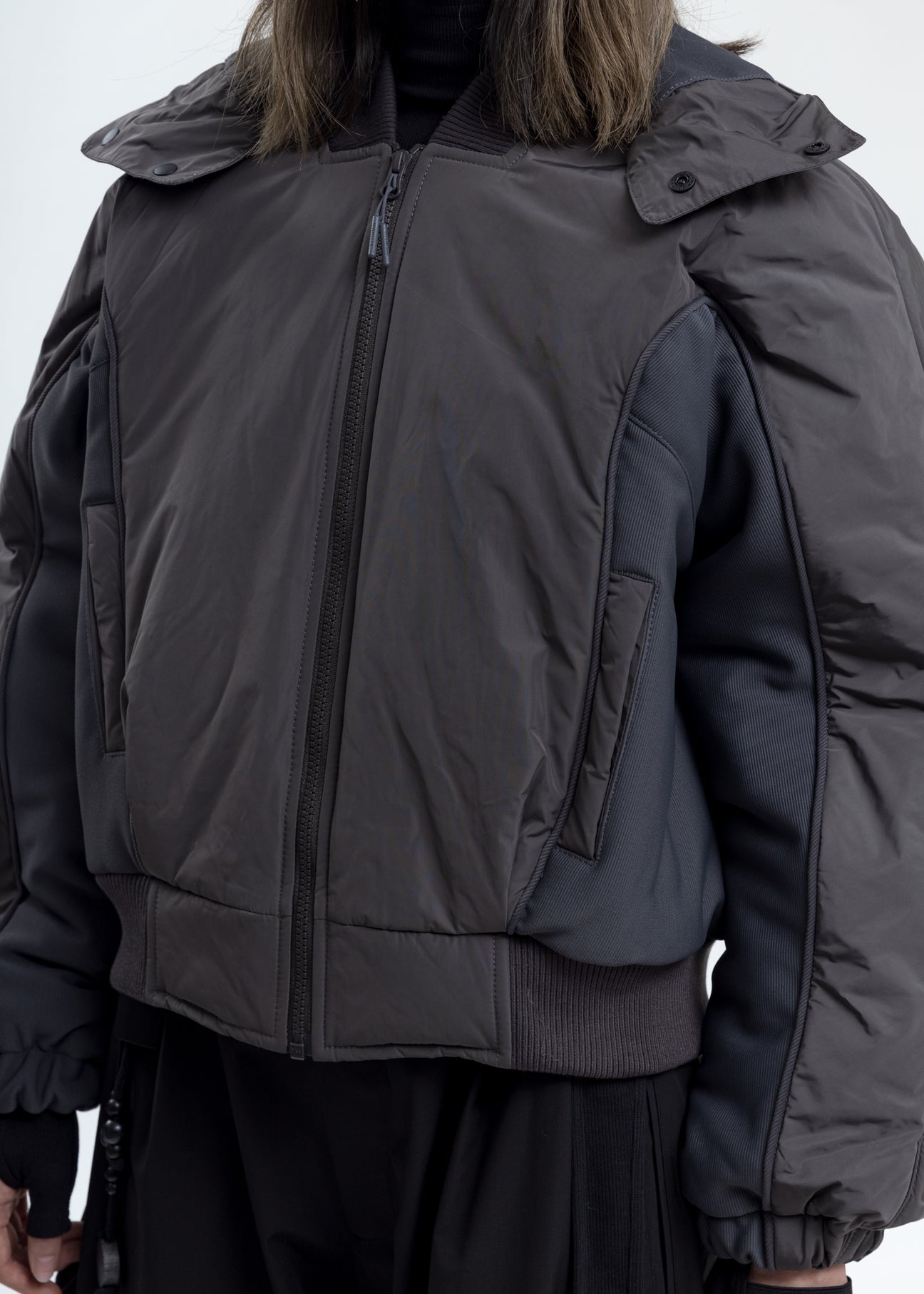 Grey Hooded Bomber – 017 Shop