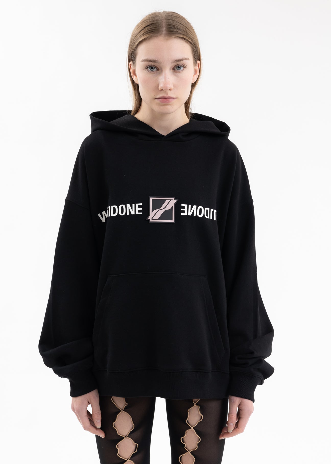 BLACK WE11DONE PATCHED MIRROR LOGO HOODIE – 017 Shop 