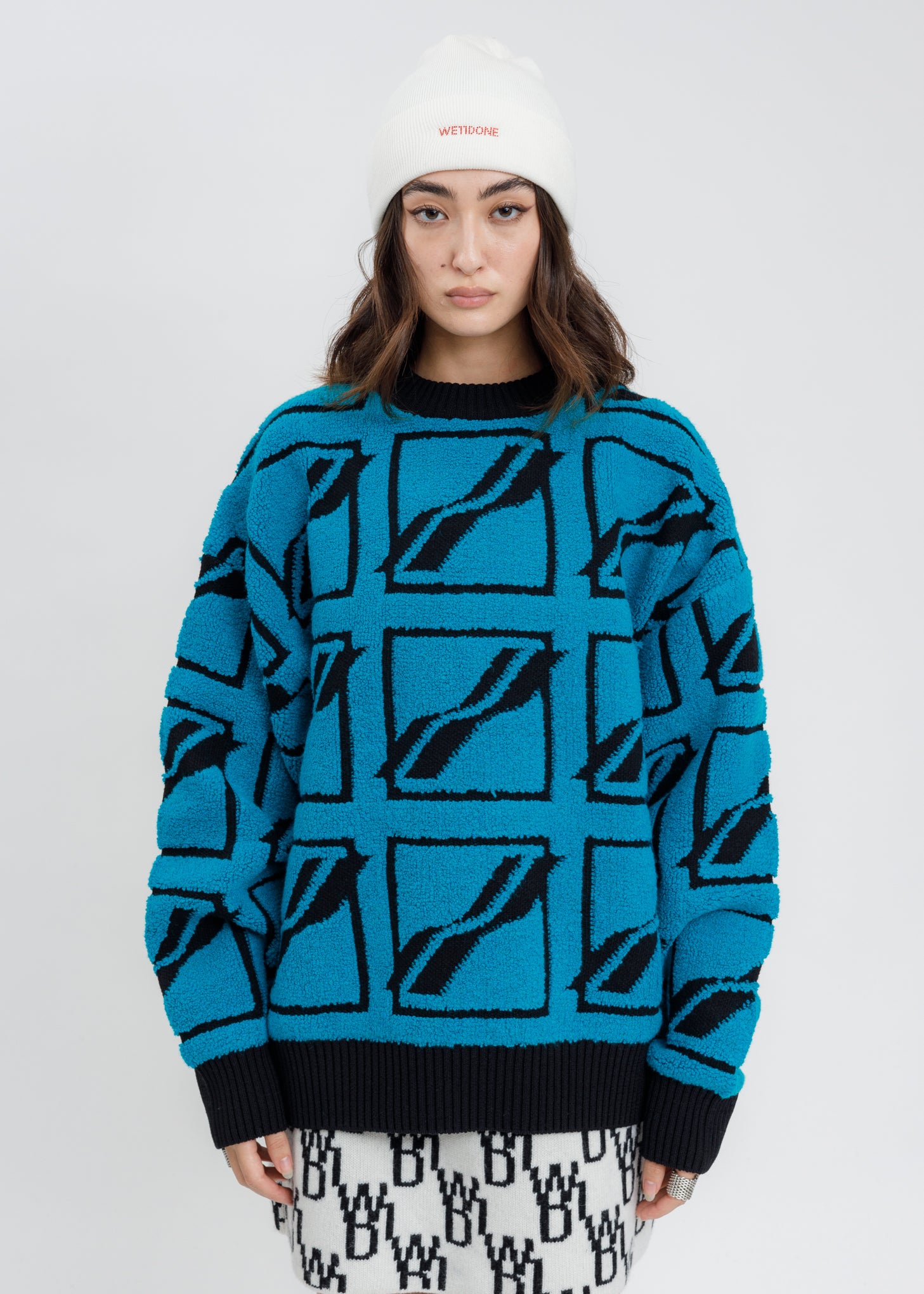 Mnit Square Logo All Over Pile Knit Jumper – 017 Shop