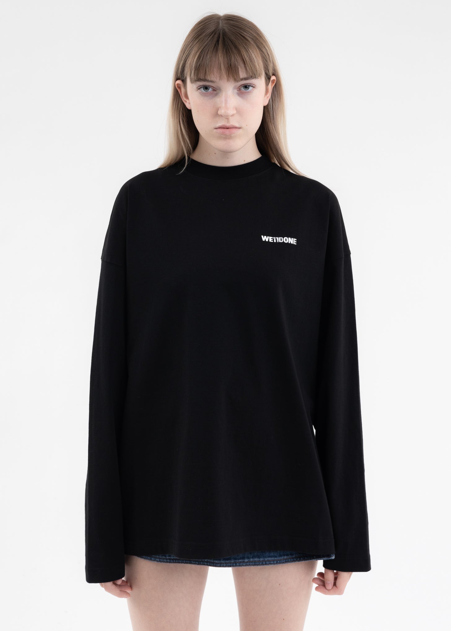 BLACK BASIC FRONT BACK LOGO LONG-SLEEVED T-SHIRT – 017 Shop