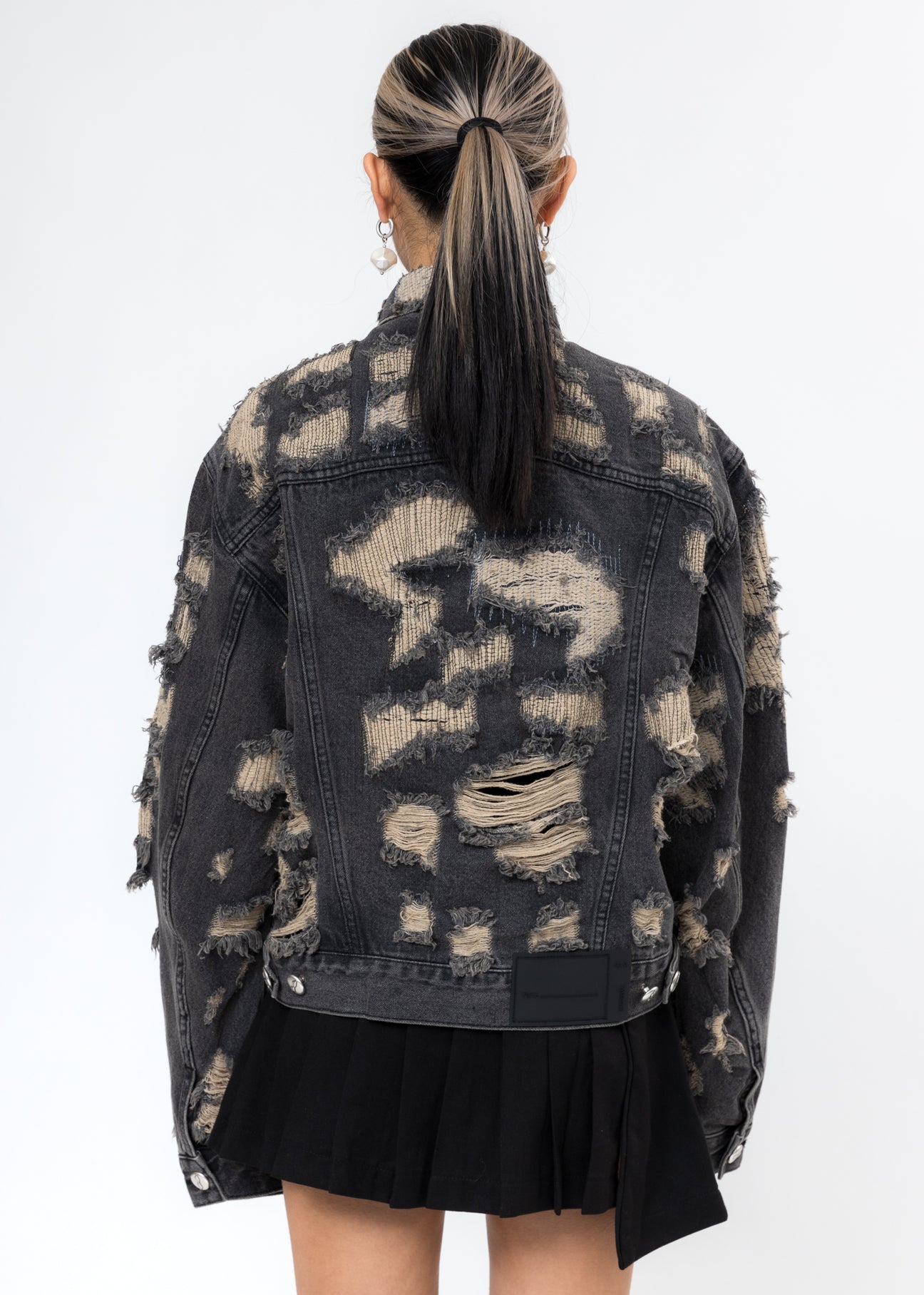 Black Destroyed Denim Jacket – 017 Shop