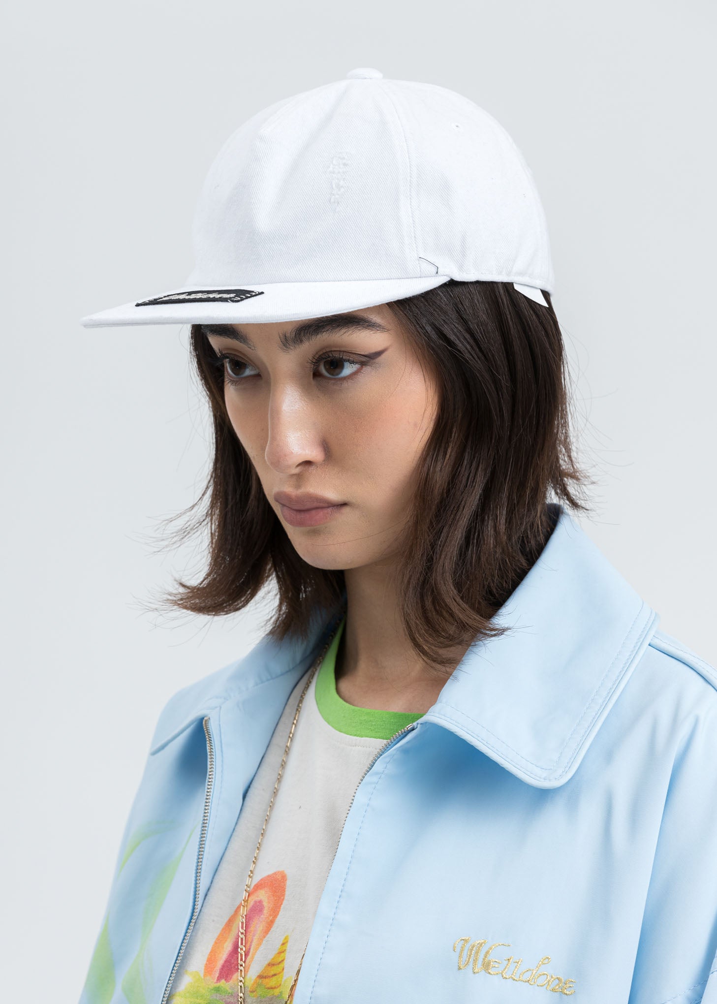 White Damaged Logo Cap – 017 Shop