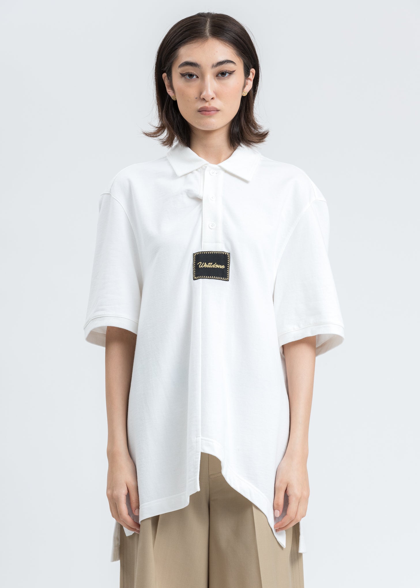 White Paneled Oversized Polo – 017 Shop