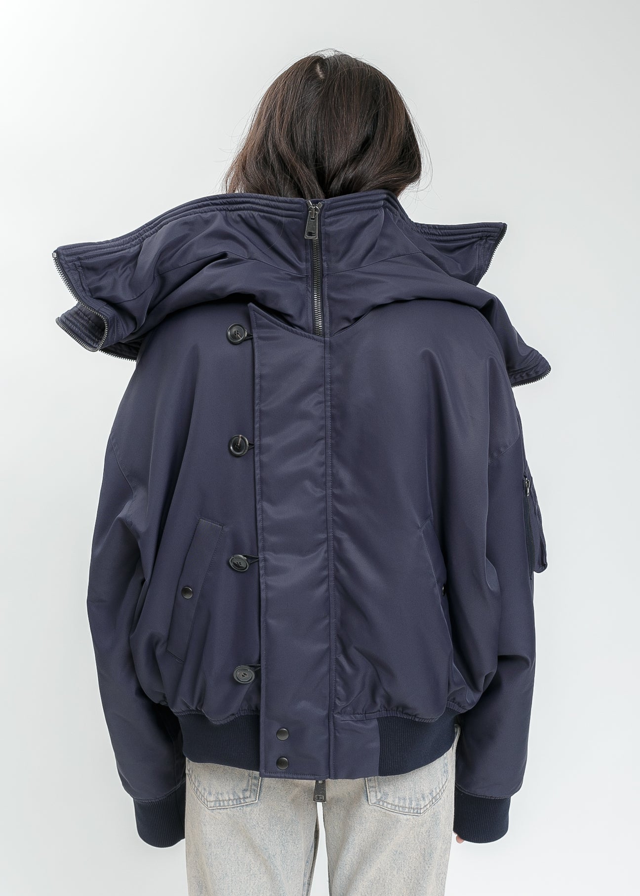 Navy Split Bomber Jacket – 017 Shop