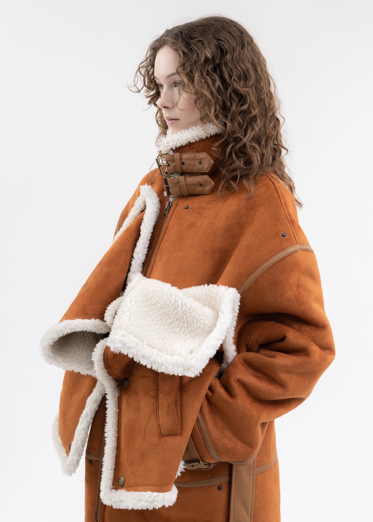 RUSH SNAP PANEL SHEARLING COAT – 017 Shop