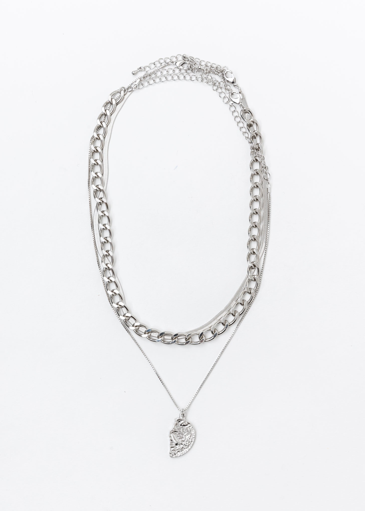 Silver Mix Chains Half Moon Necklaces Set – 017 Shop