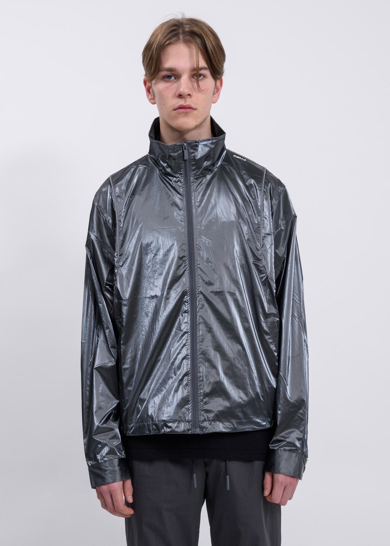 Metallic Silver Piping Track Jacket