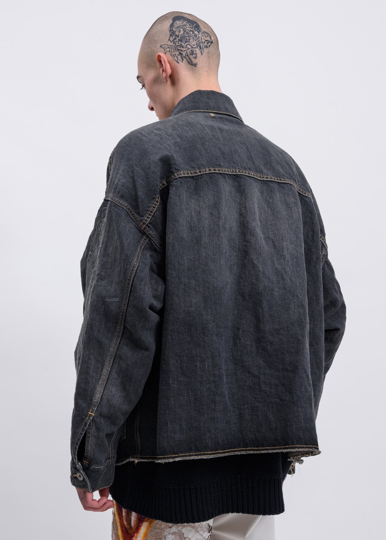 Black Chaos Embroidery Hemp Denim Jacket – 017 Shop