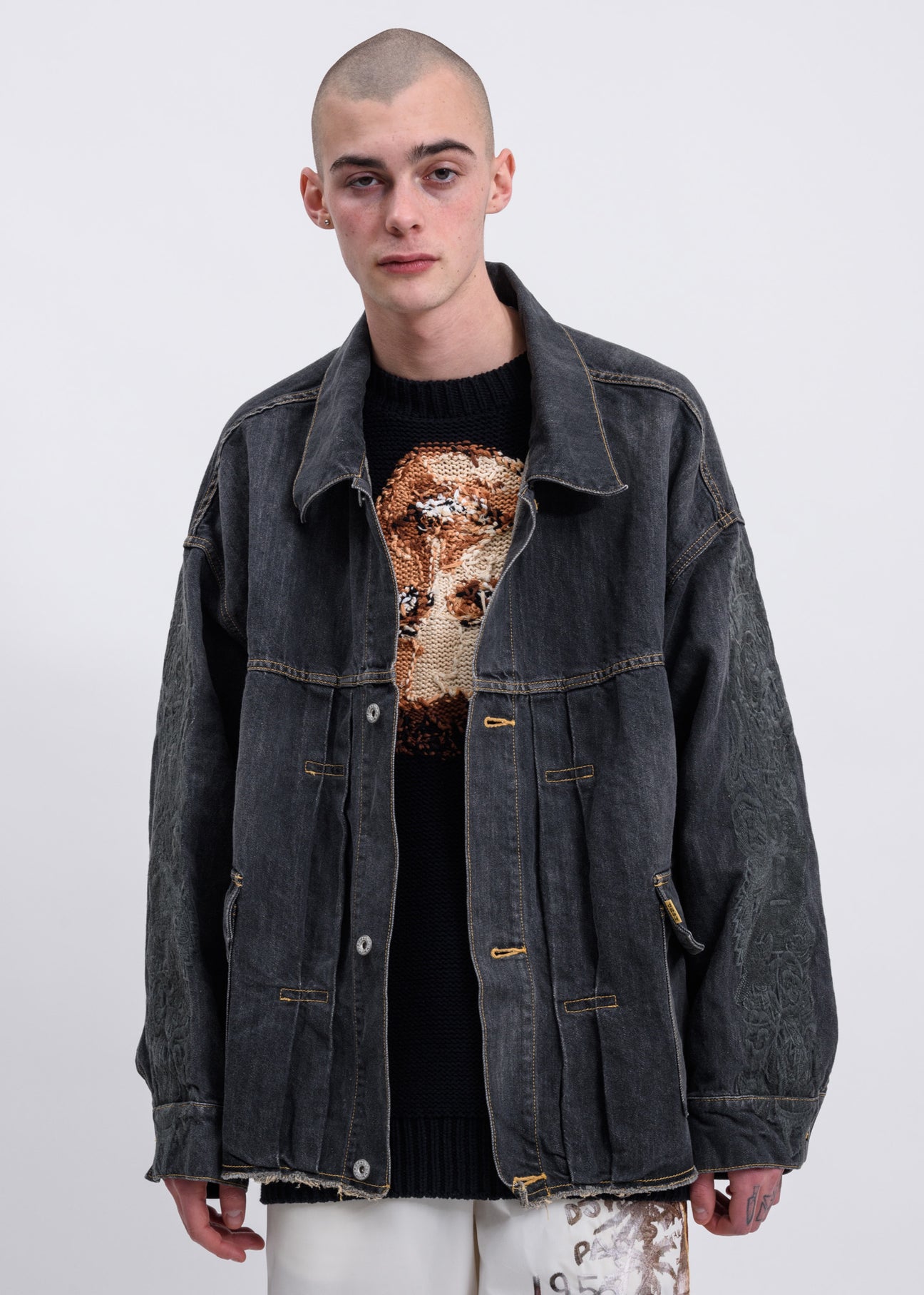 Black Chaos Embroidery Hemp Denim Jacket – 017 Shop