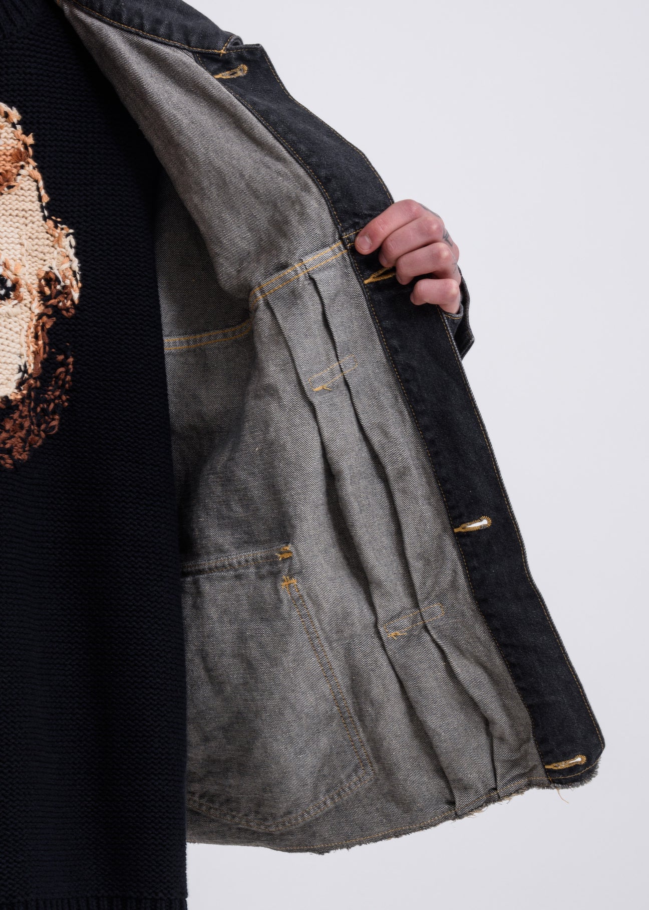 Black Chaos Embroidery Hemp Denim Jacket – 017 Shop