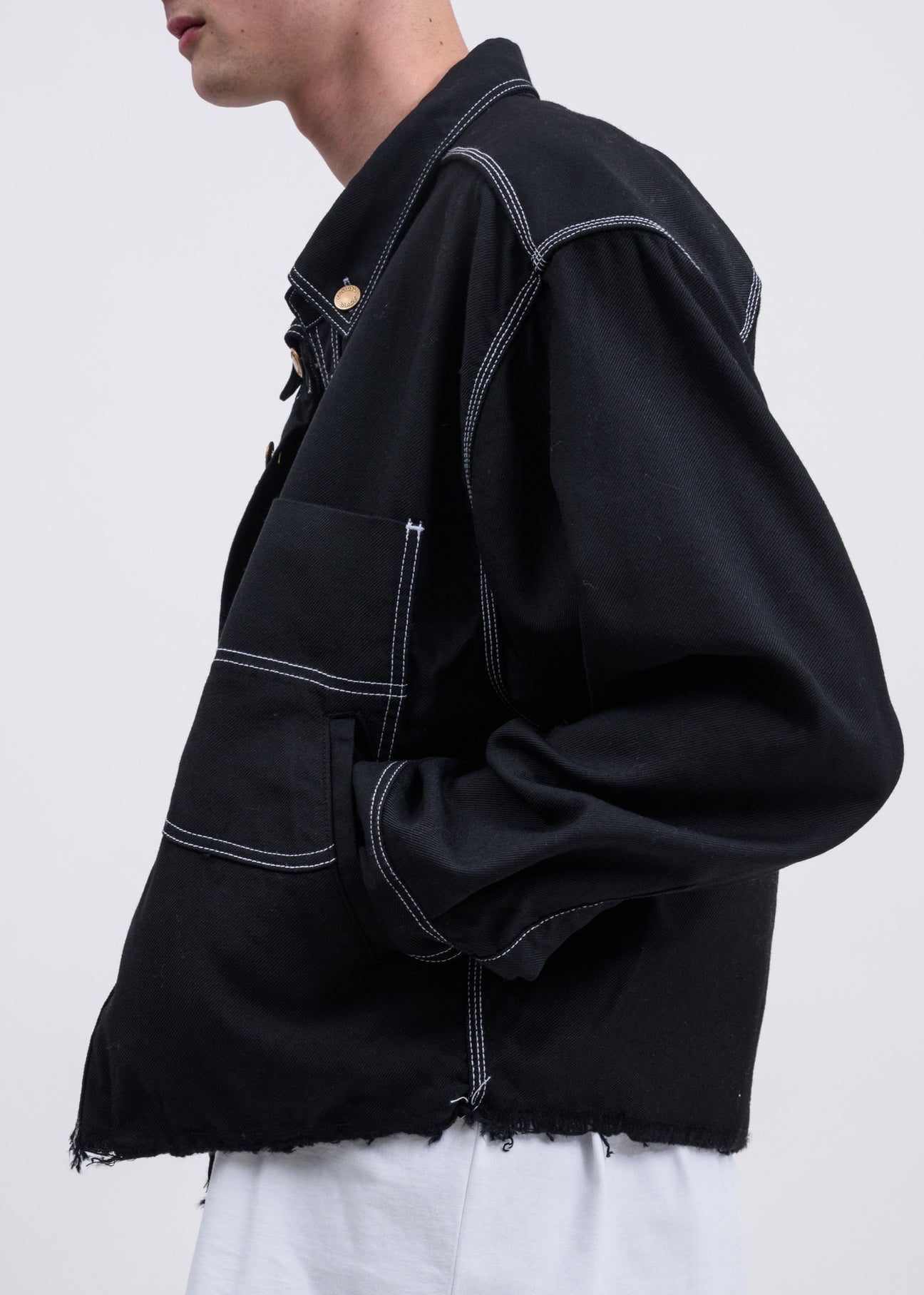 Black Heavy Twill Cut Off Jacket – 017 Shop