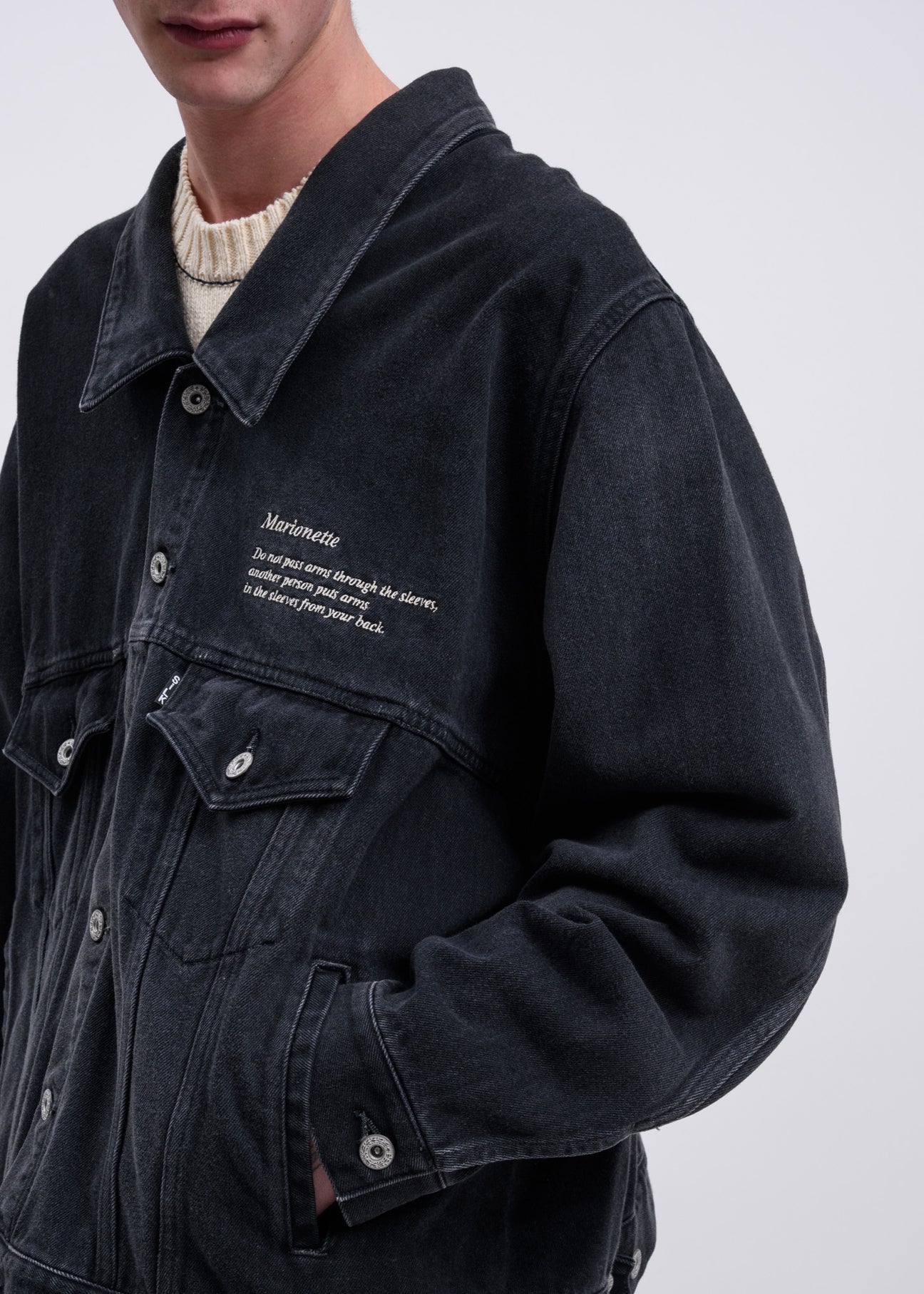 Black Marionette Silk Denim Jacket – 017 Shop