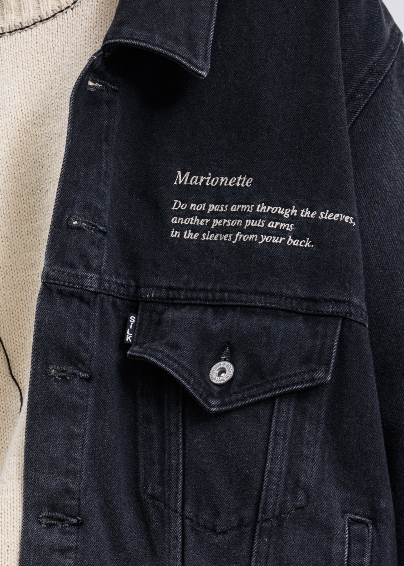 Black Marionette Silk Denim Jacket – 017 Shop