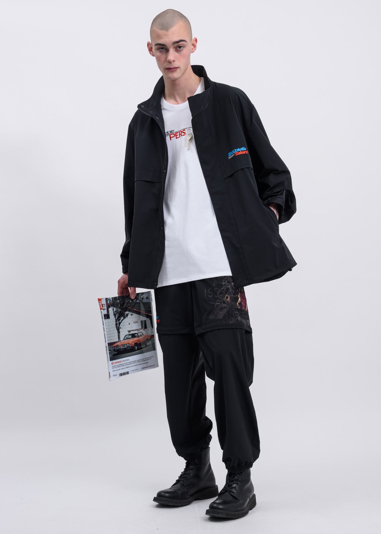 Black Printed Chaos Embroidery Track Jacket – 017 Shop