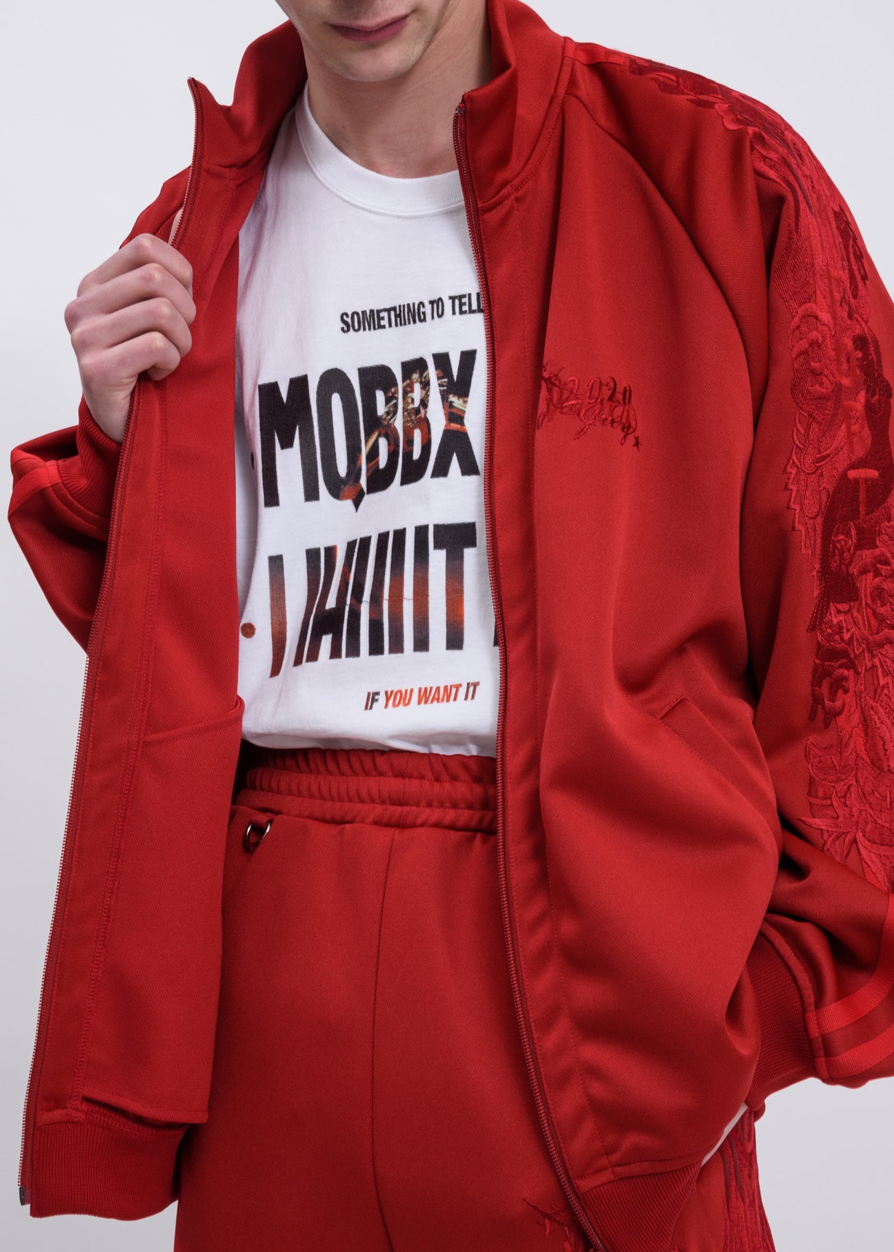 Red Chaos Embroidery Track Jacket – 017 Shop
