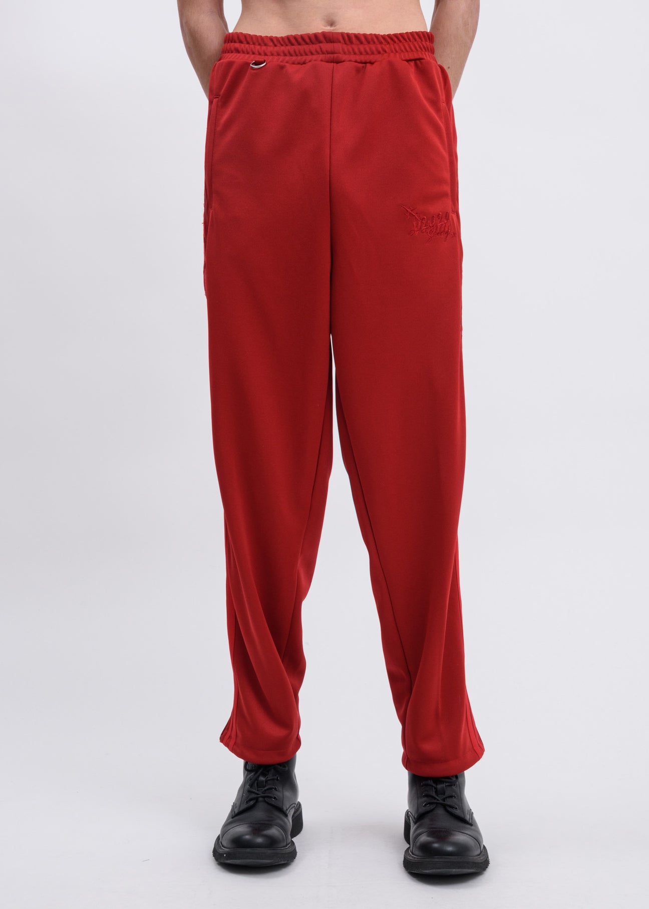 Red Chaos Embroidery Track Pants – 017 Shop