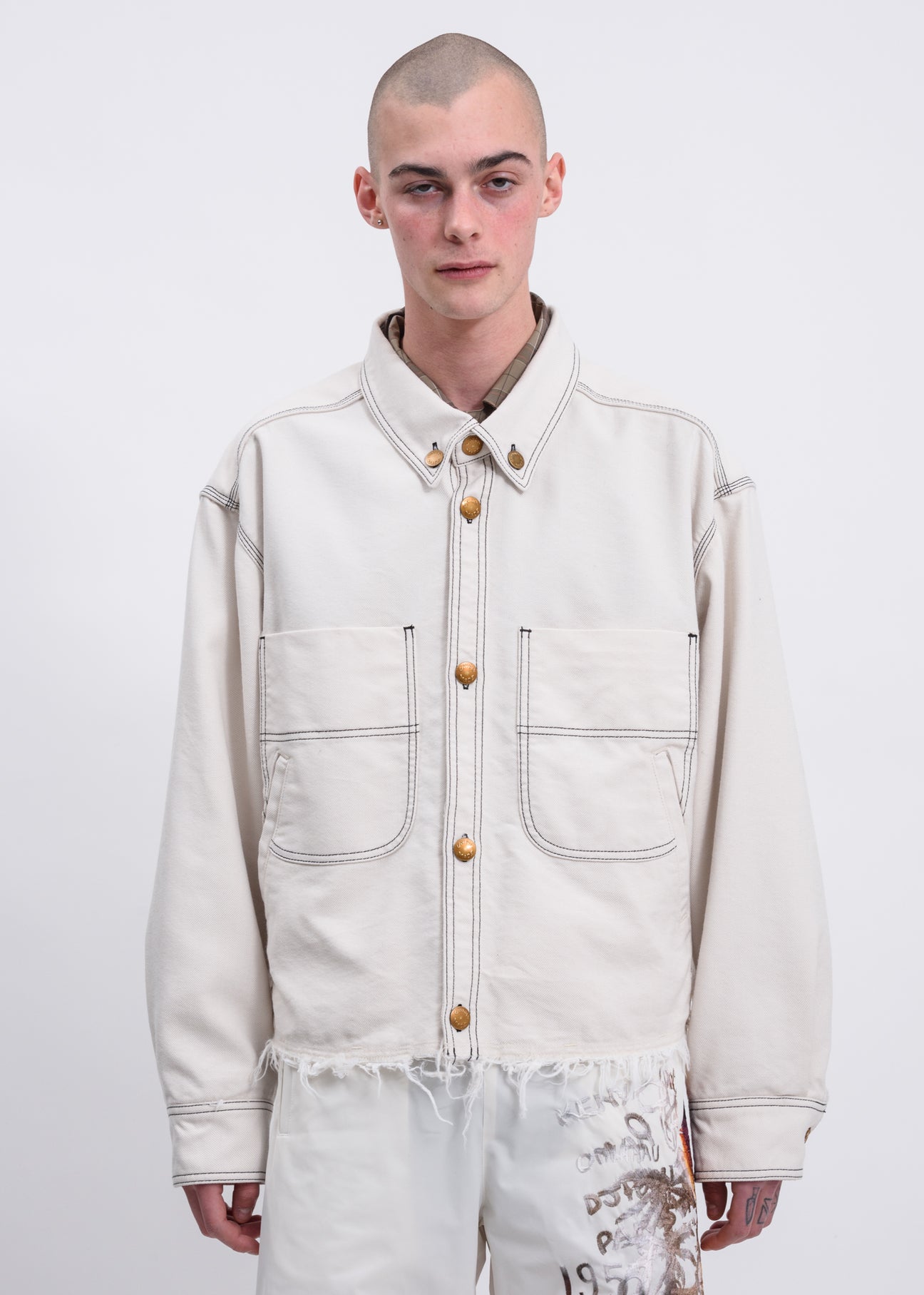 White Heavy Twill Cut Off Jacket – 017 Shop