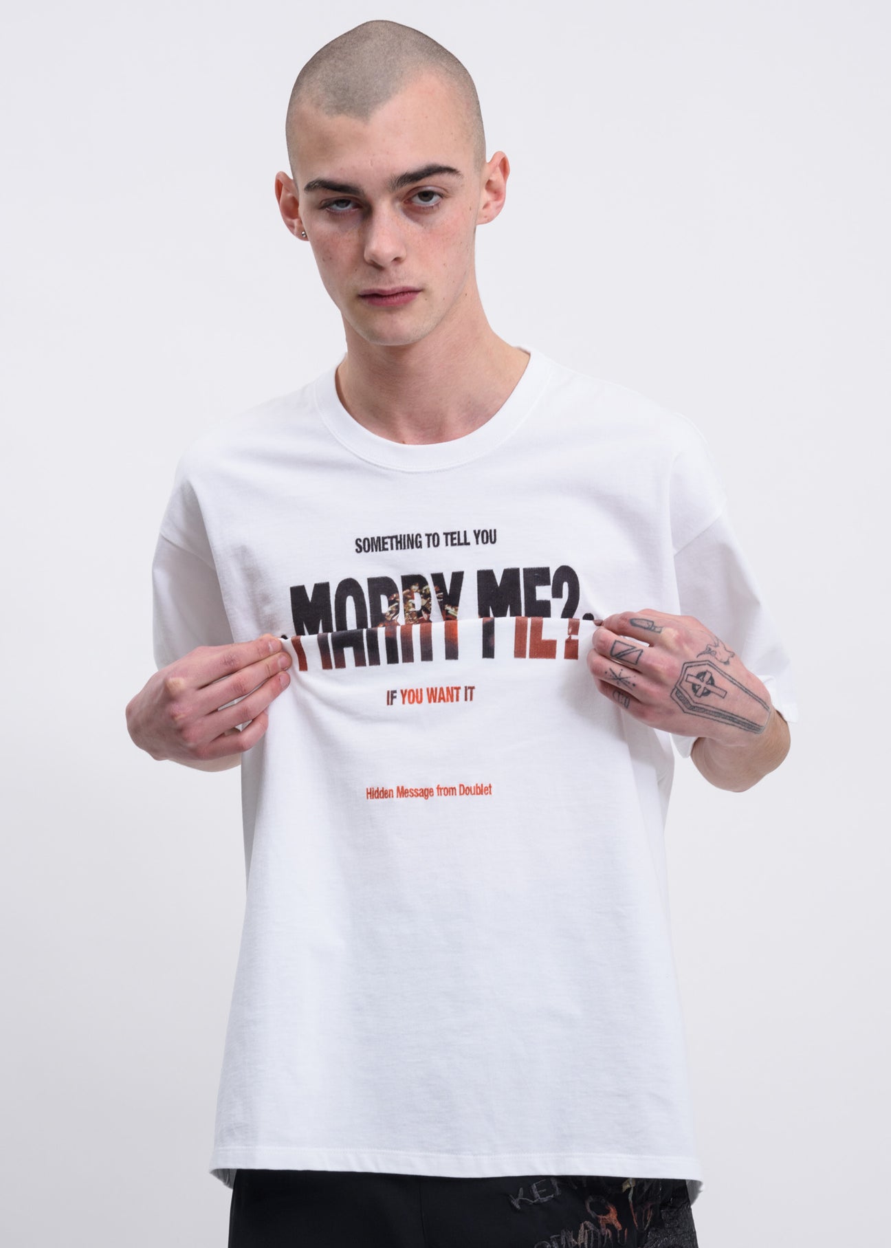 Embroidery Doublet Message Hidden T-Shirt Black Garmentory 
