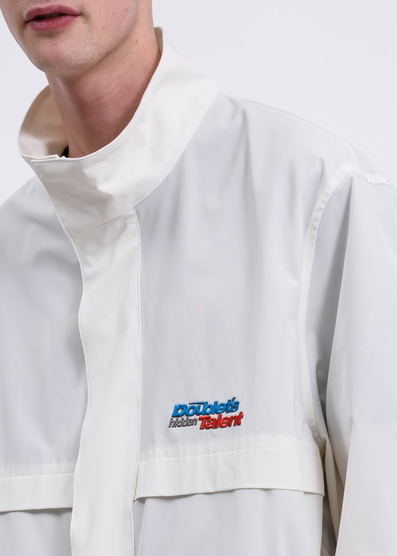 White Printed Chaos Embroidery Track Jacket – 017 Shop