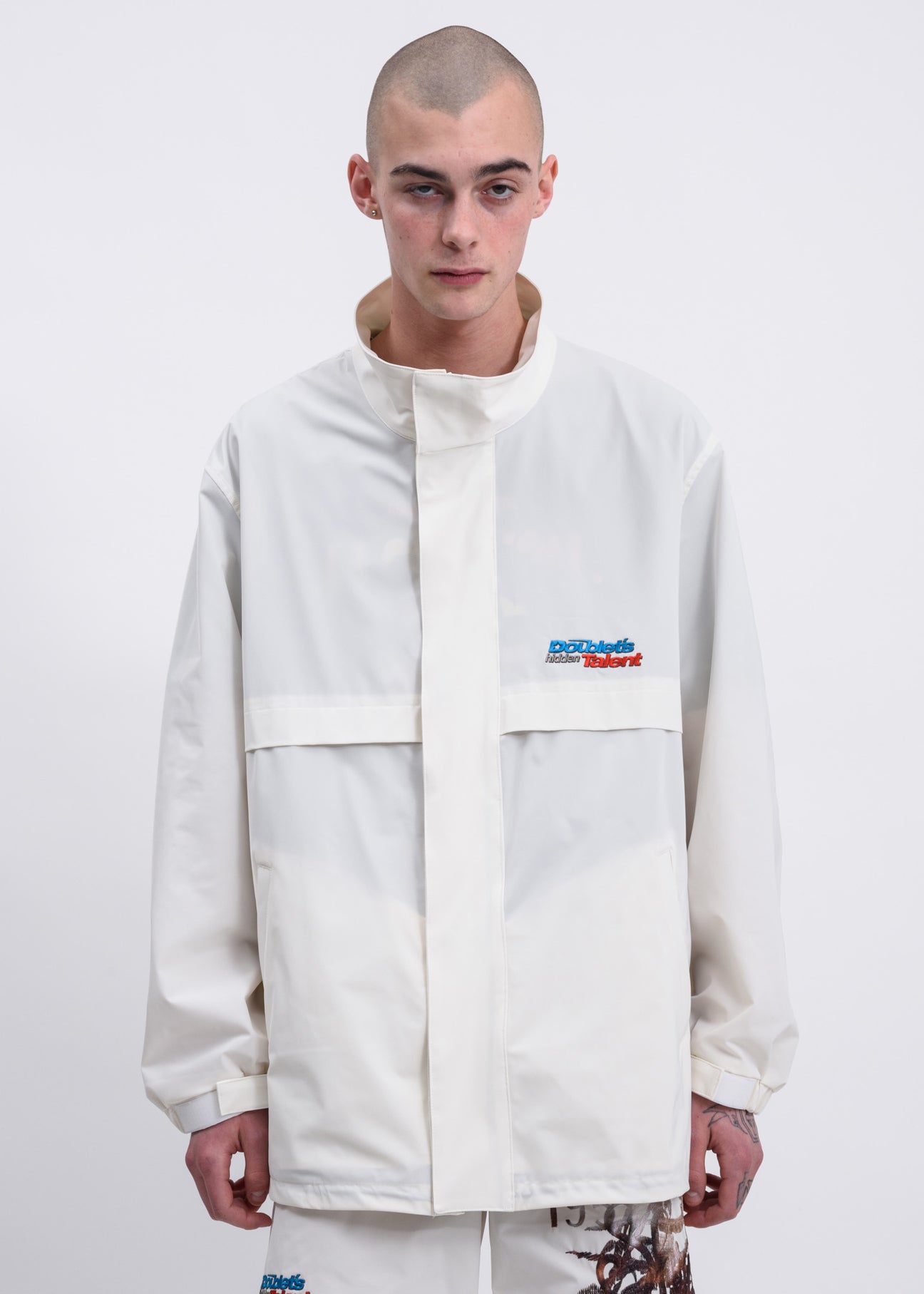 White Printed Chaos Embroidery Track Jacket – 017 Shop