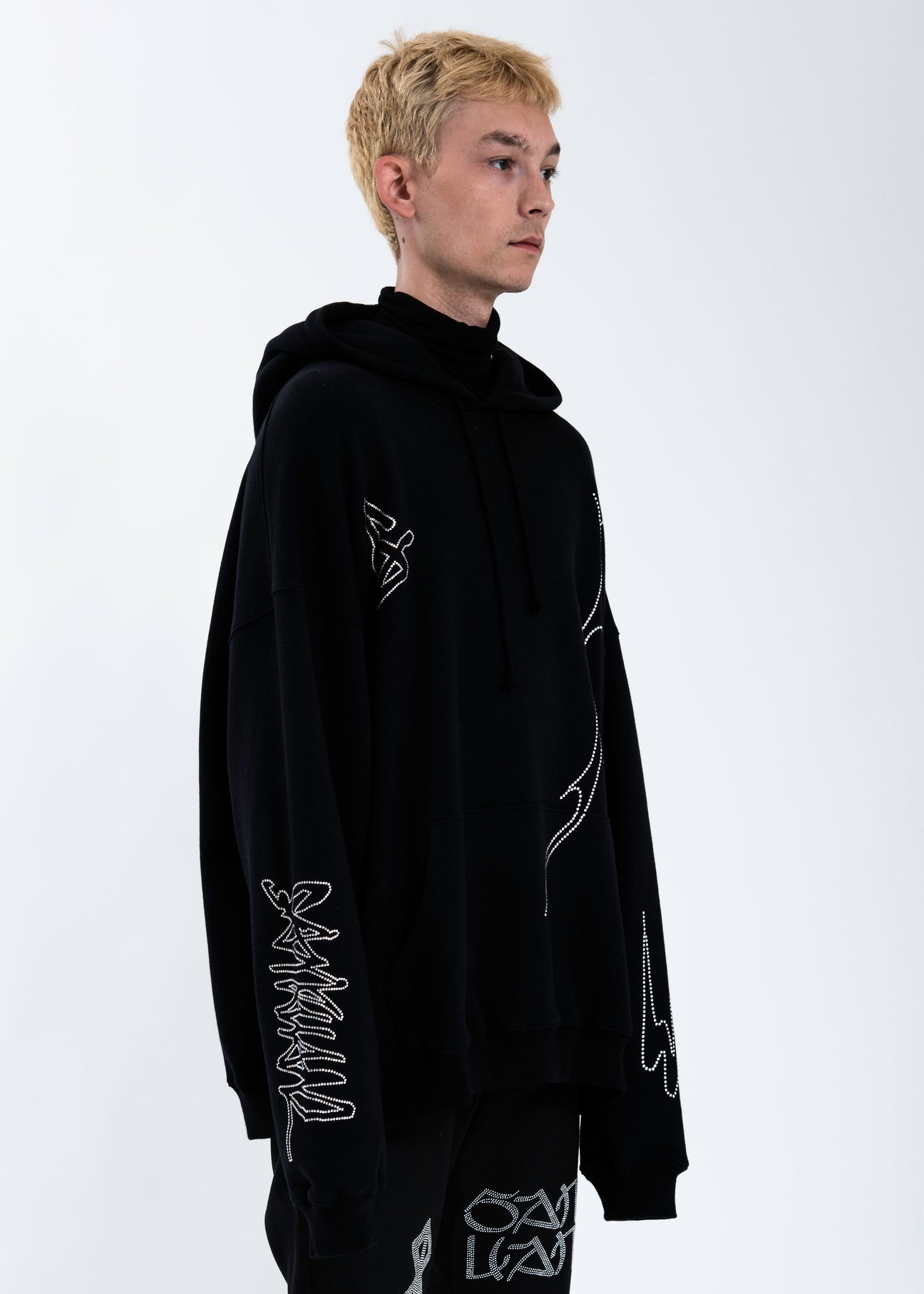 Black rhinestone hoodie sale