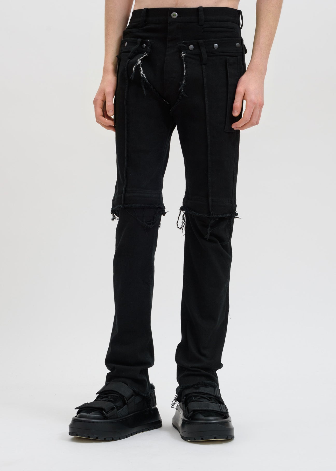 Black Distressed Western Jeans 017 Shop