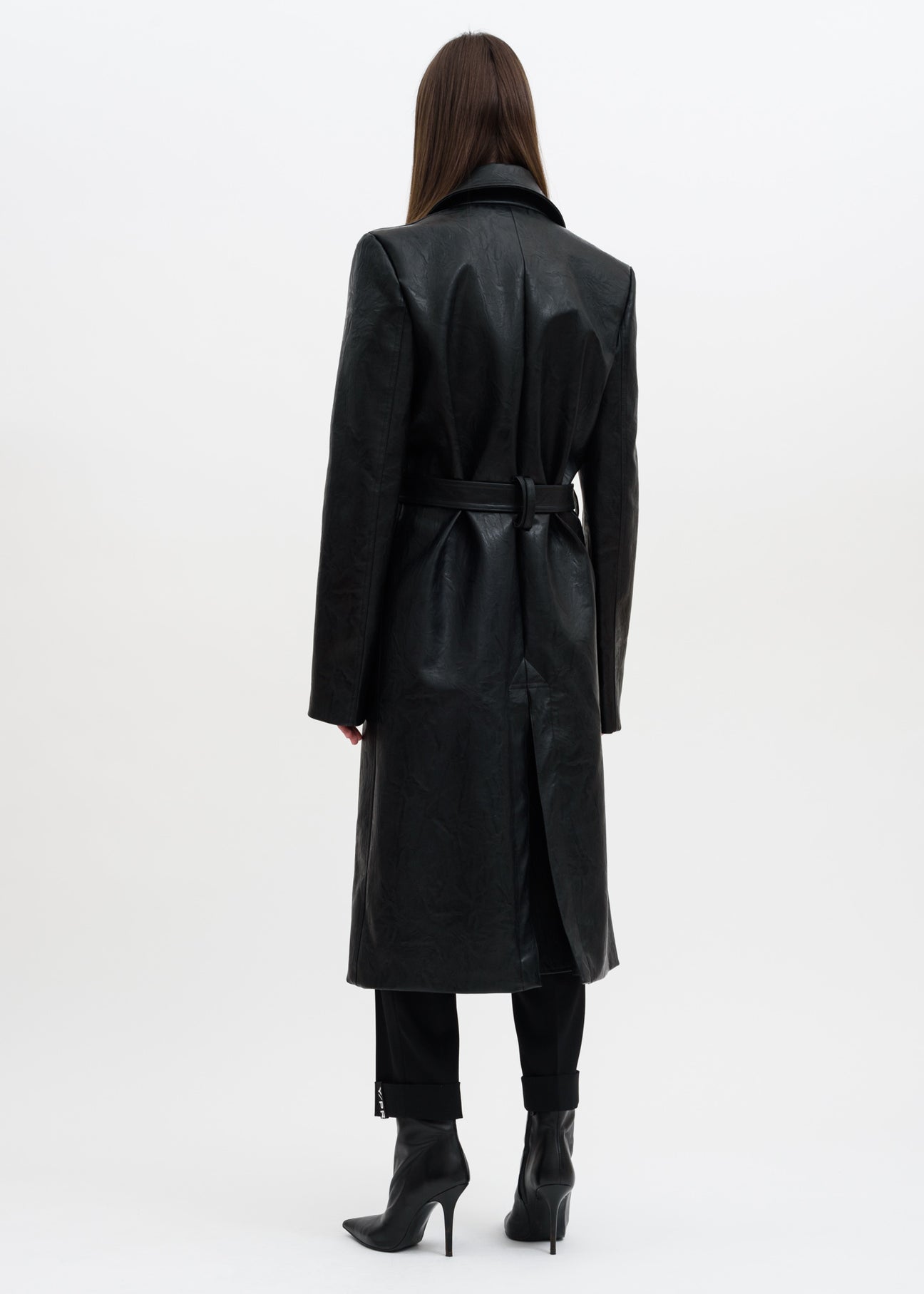 Black Faux Leather Condom Trench Coat – 017 Shop