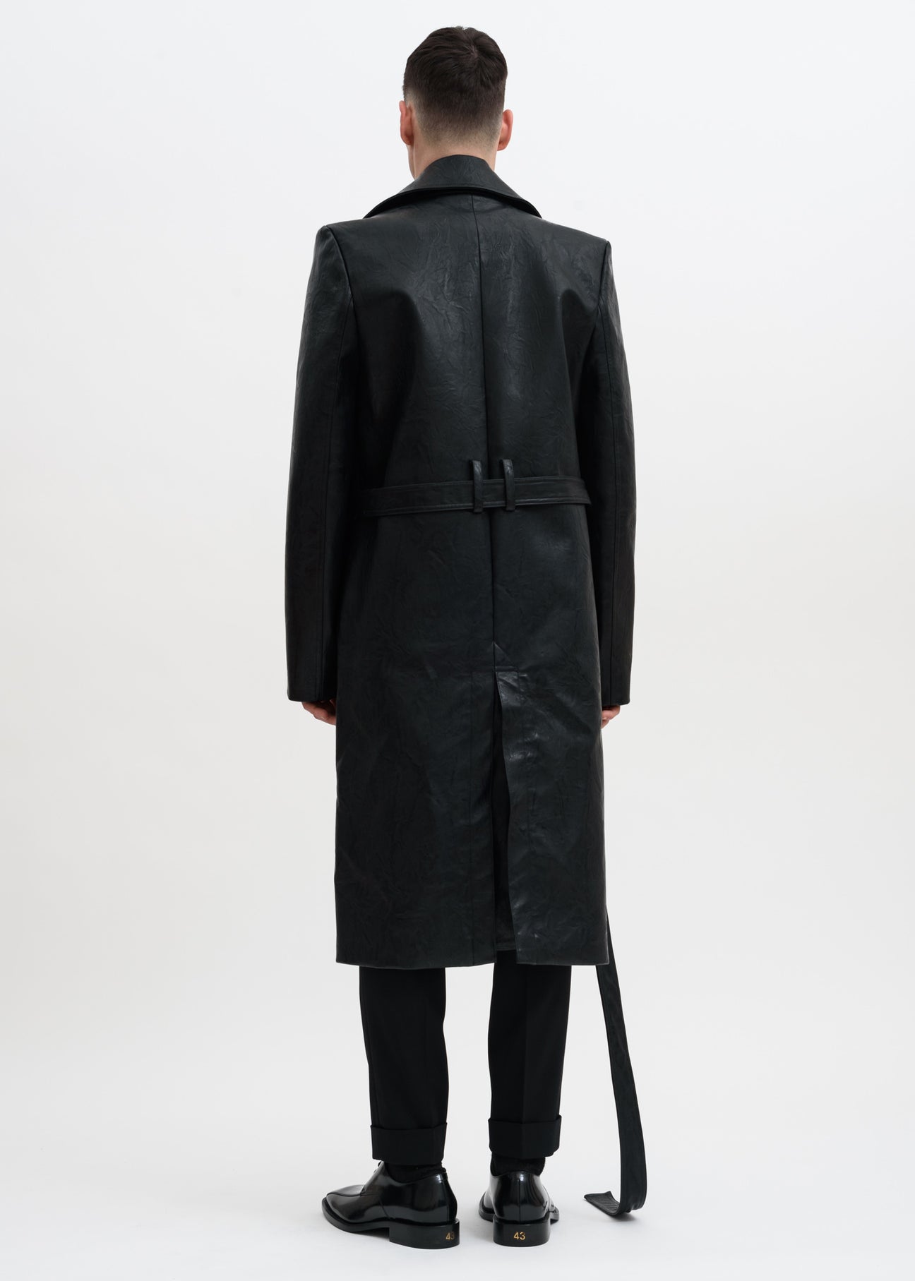 Black Faux Leather Condom Trench Coat – 017 Shop