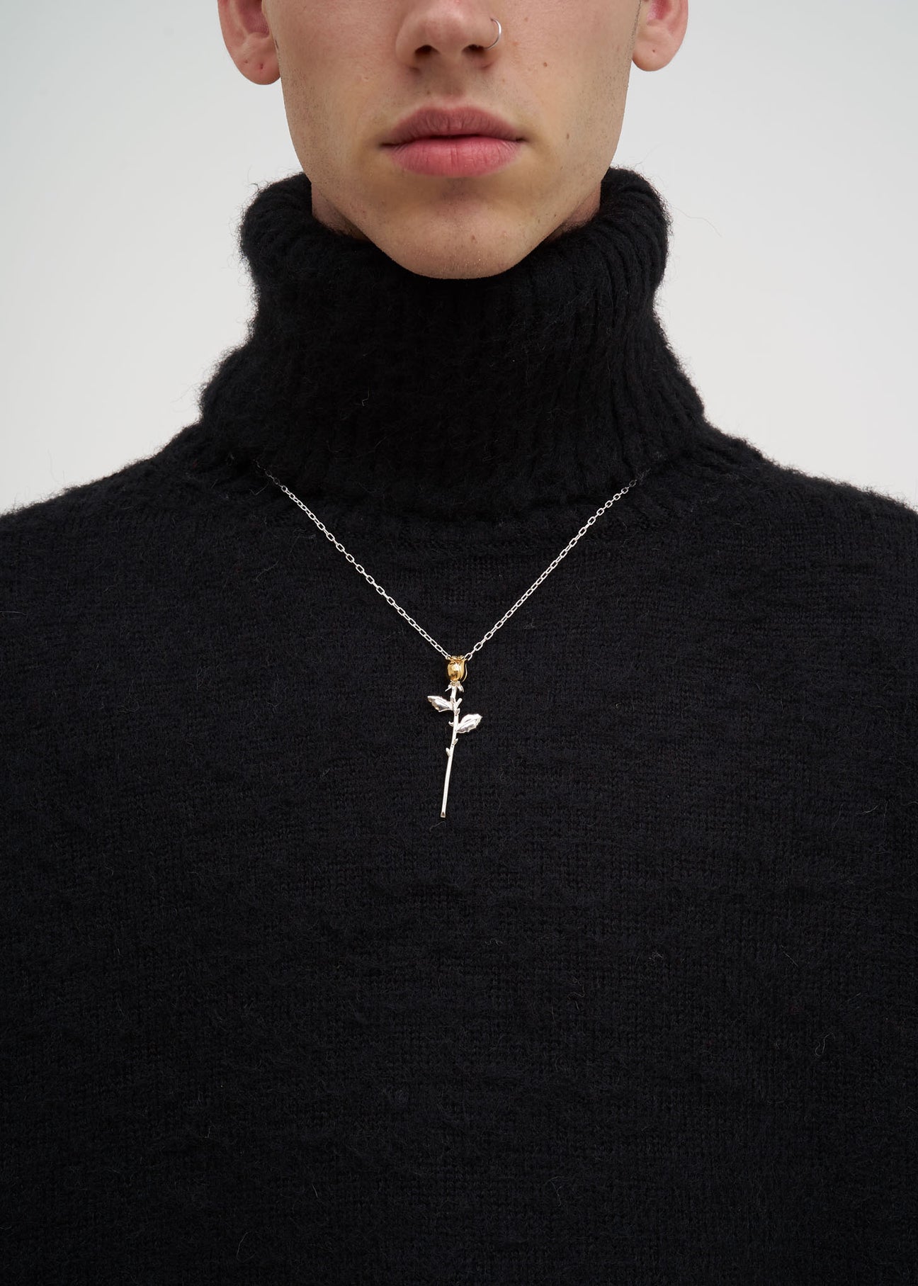 Silver Rose Charm Necklace – 017 Shop