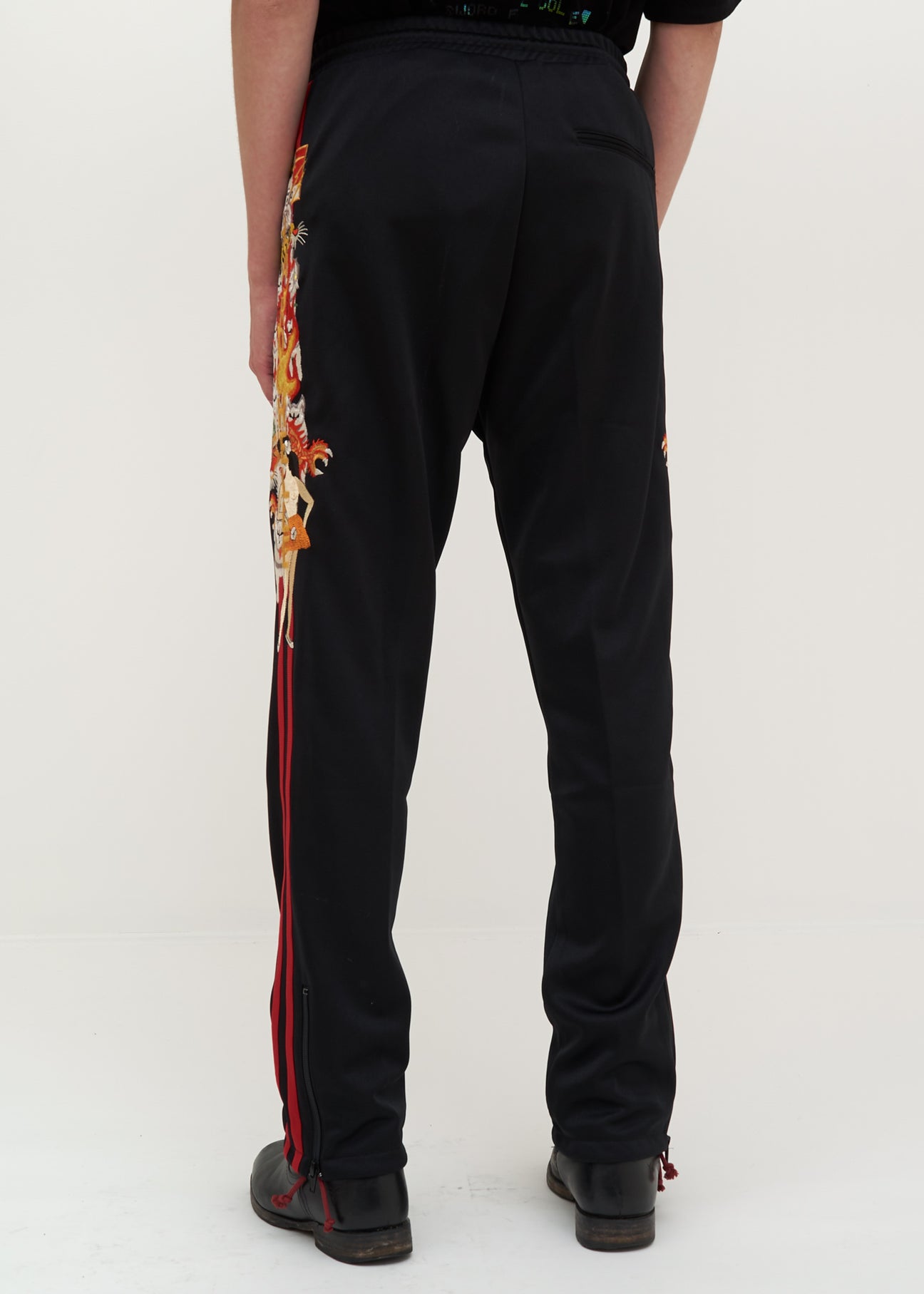 Black Chaos Embroidery Track Pants – 017 Shop
