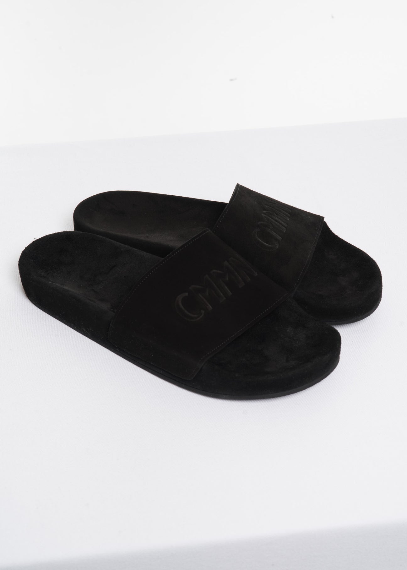 Black suede sliders outlet