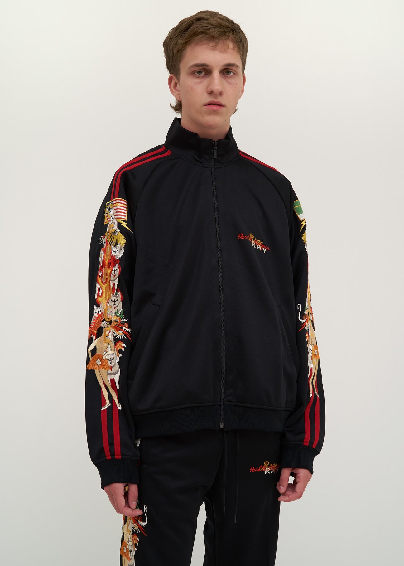 Black Chaos Embroidery Track Jacket – 017 Shop