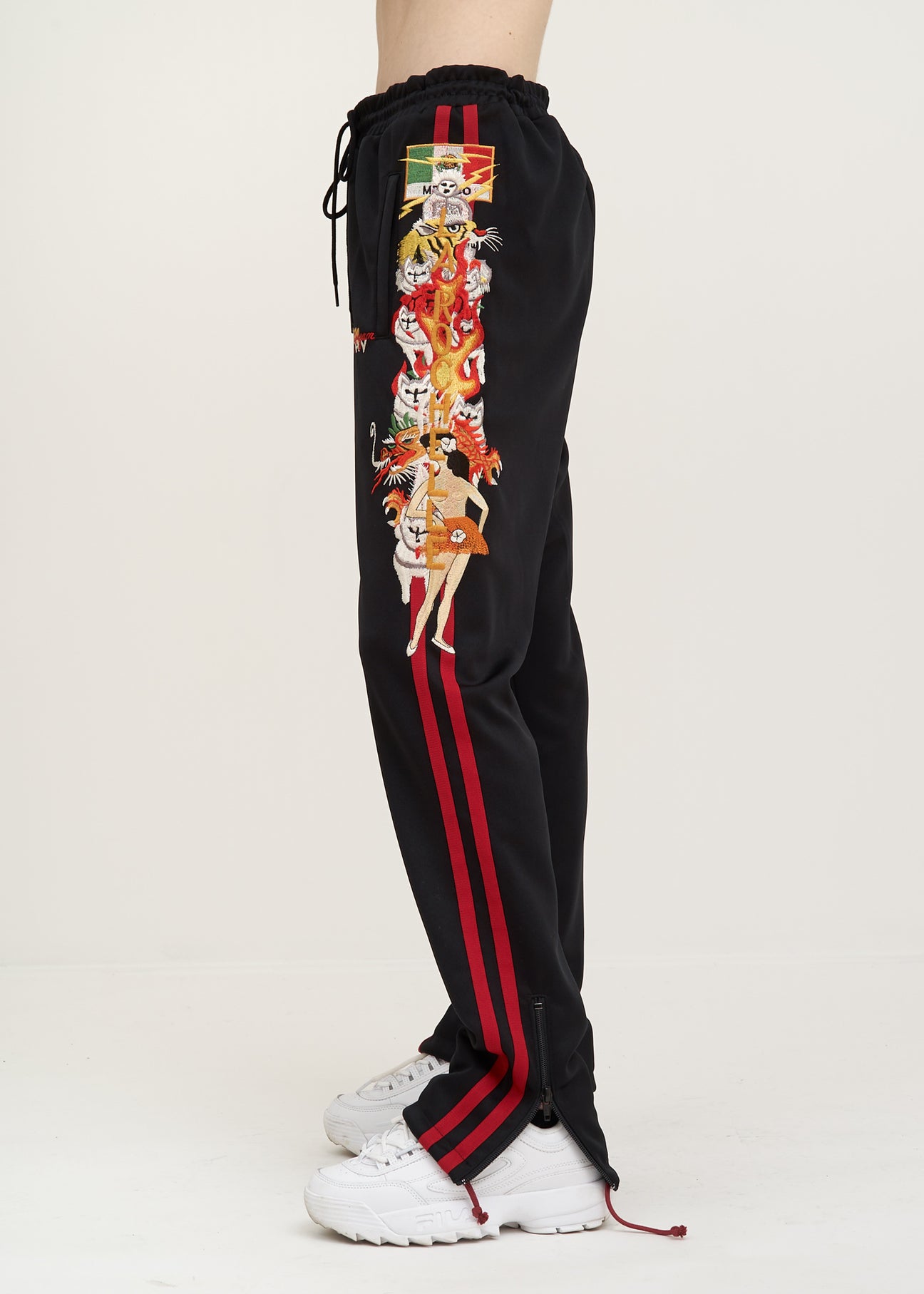 トップス DOUBLET CHAOS EMBROIDERY TRACK PANTS Black Chaos Embroidery Track Pants – 017 Shop