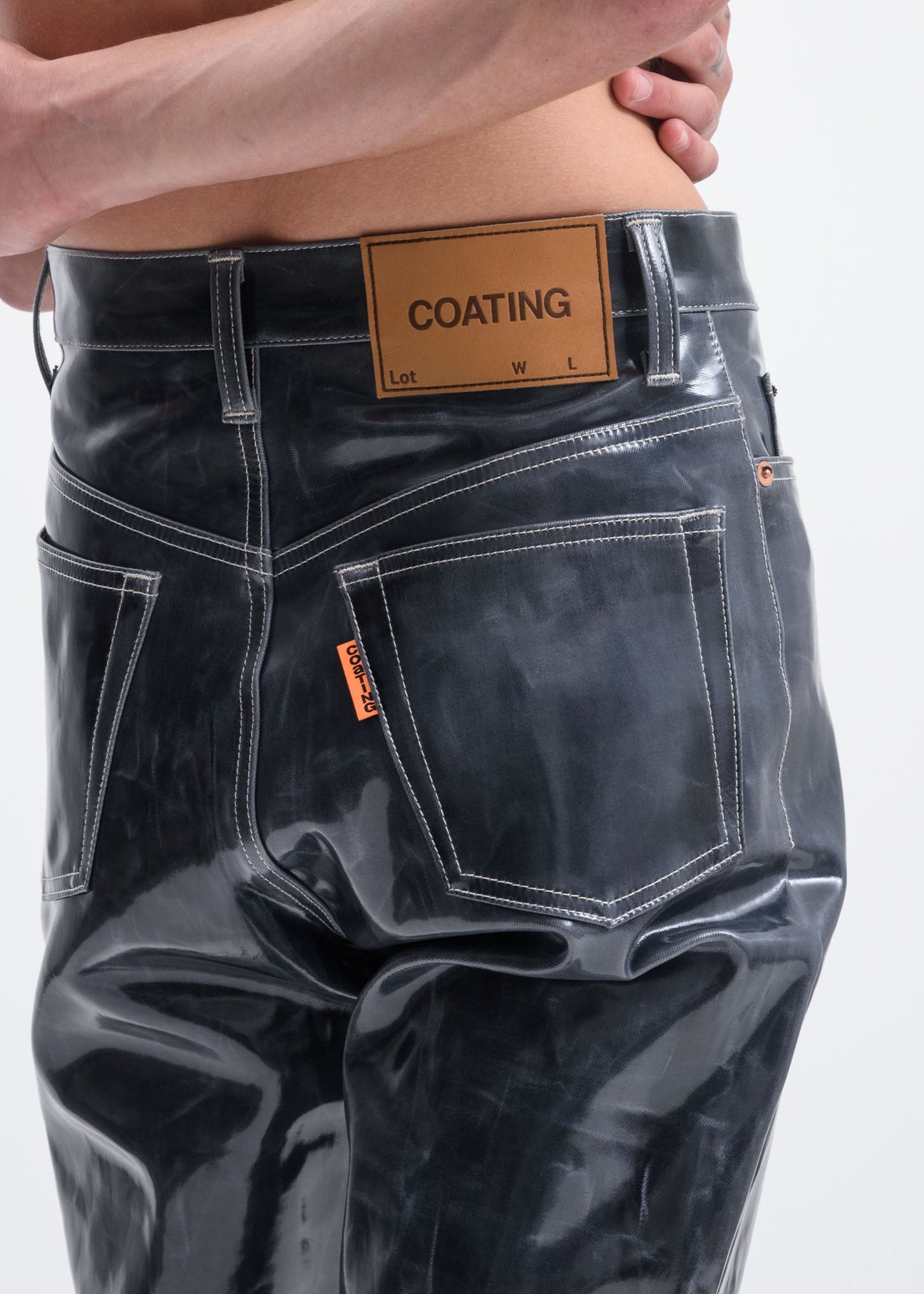 Black Coating Denim Pants – 017 Shop