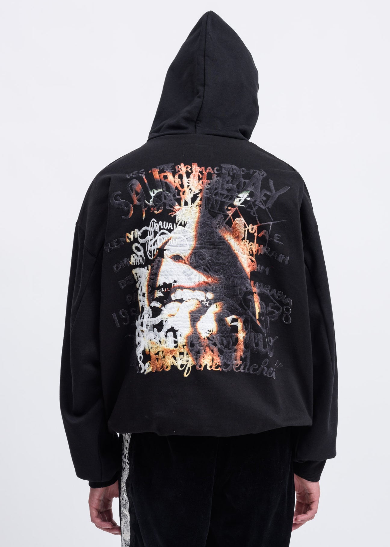 Black “Horror” Embroidery Hoodie – 017 Shop