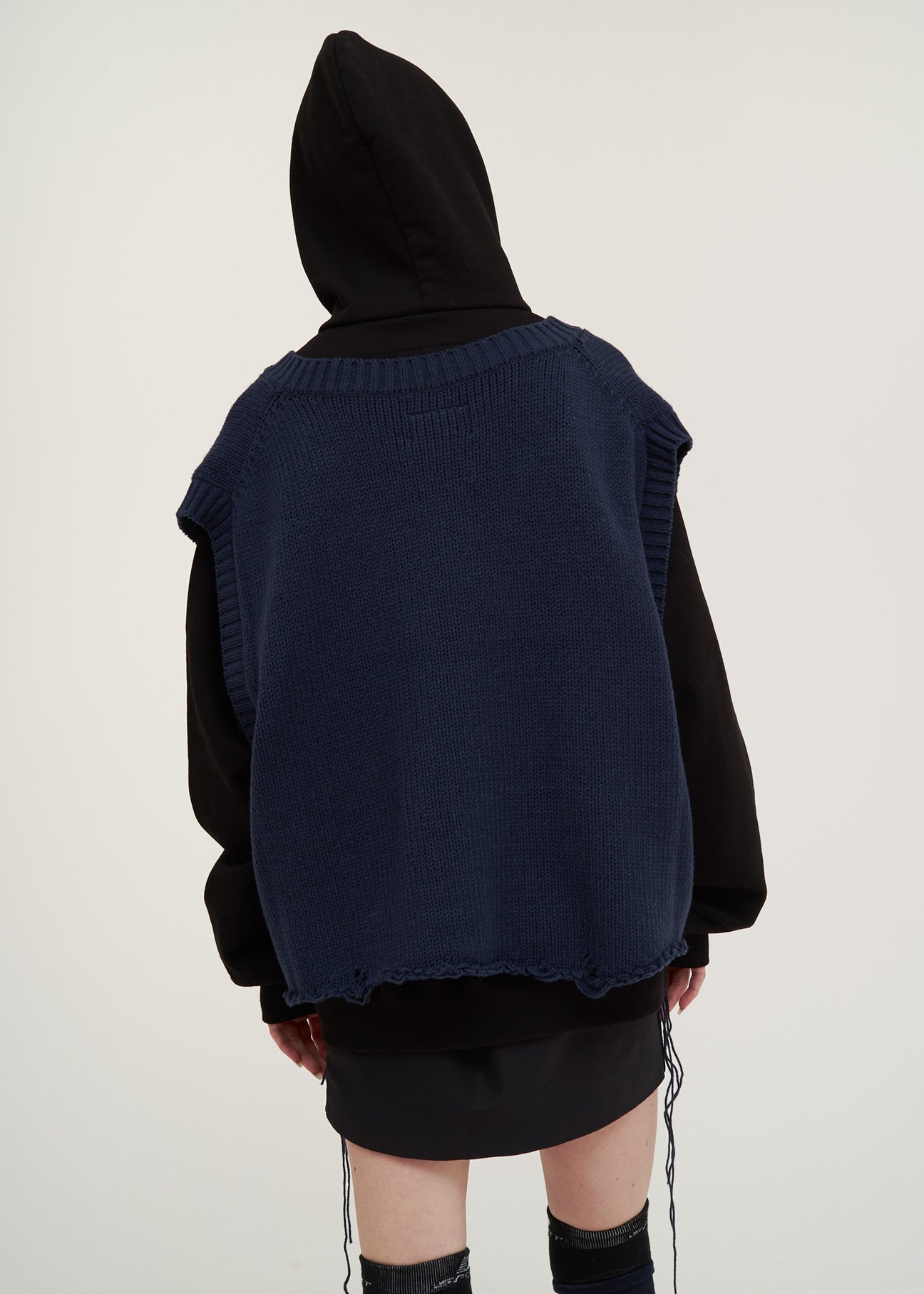 Navy Oversized Broken Vest – 017 Shop