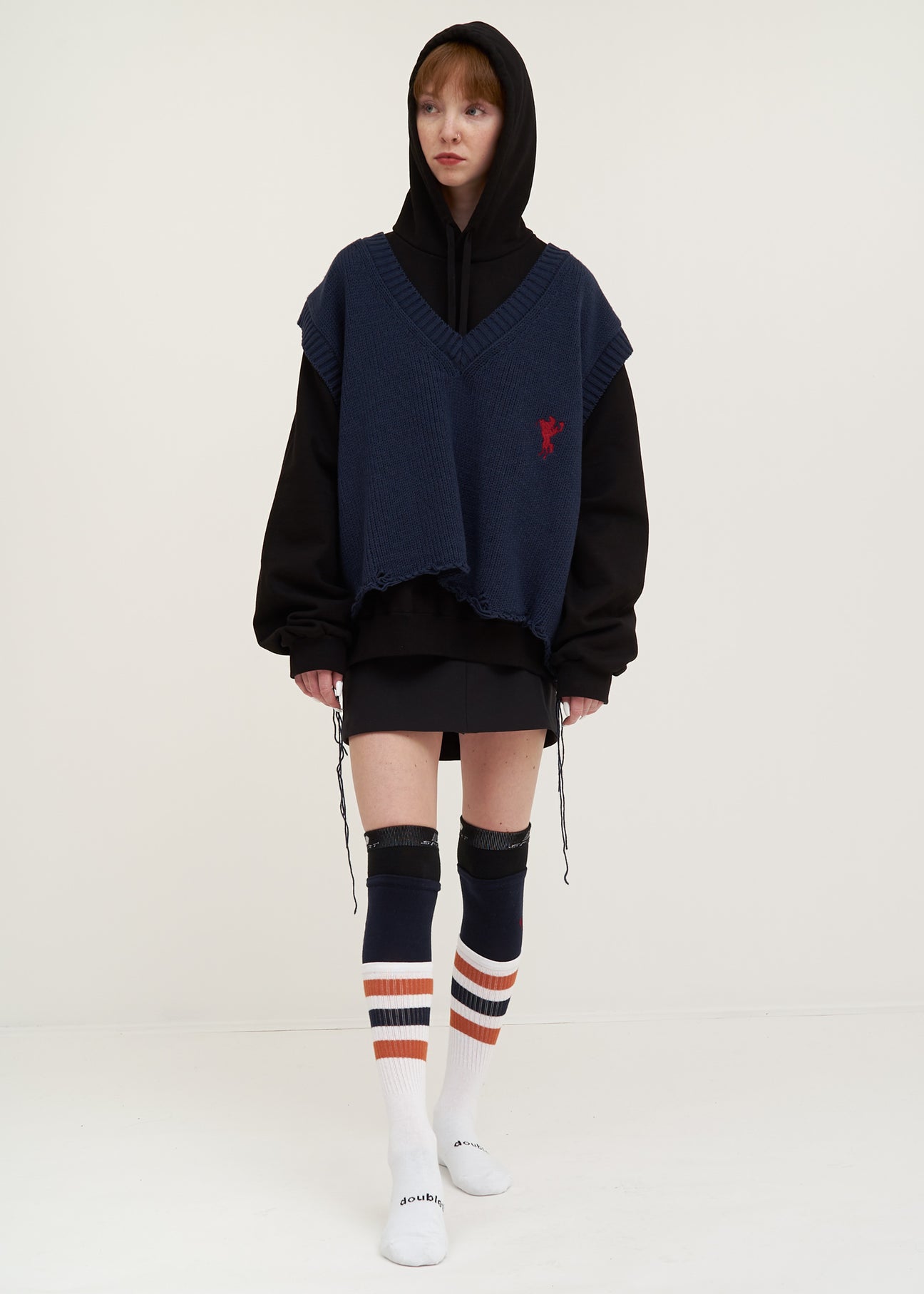 Navy Oversized Broken Vest – 017 Shop