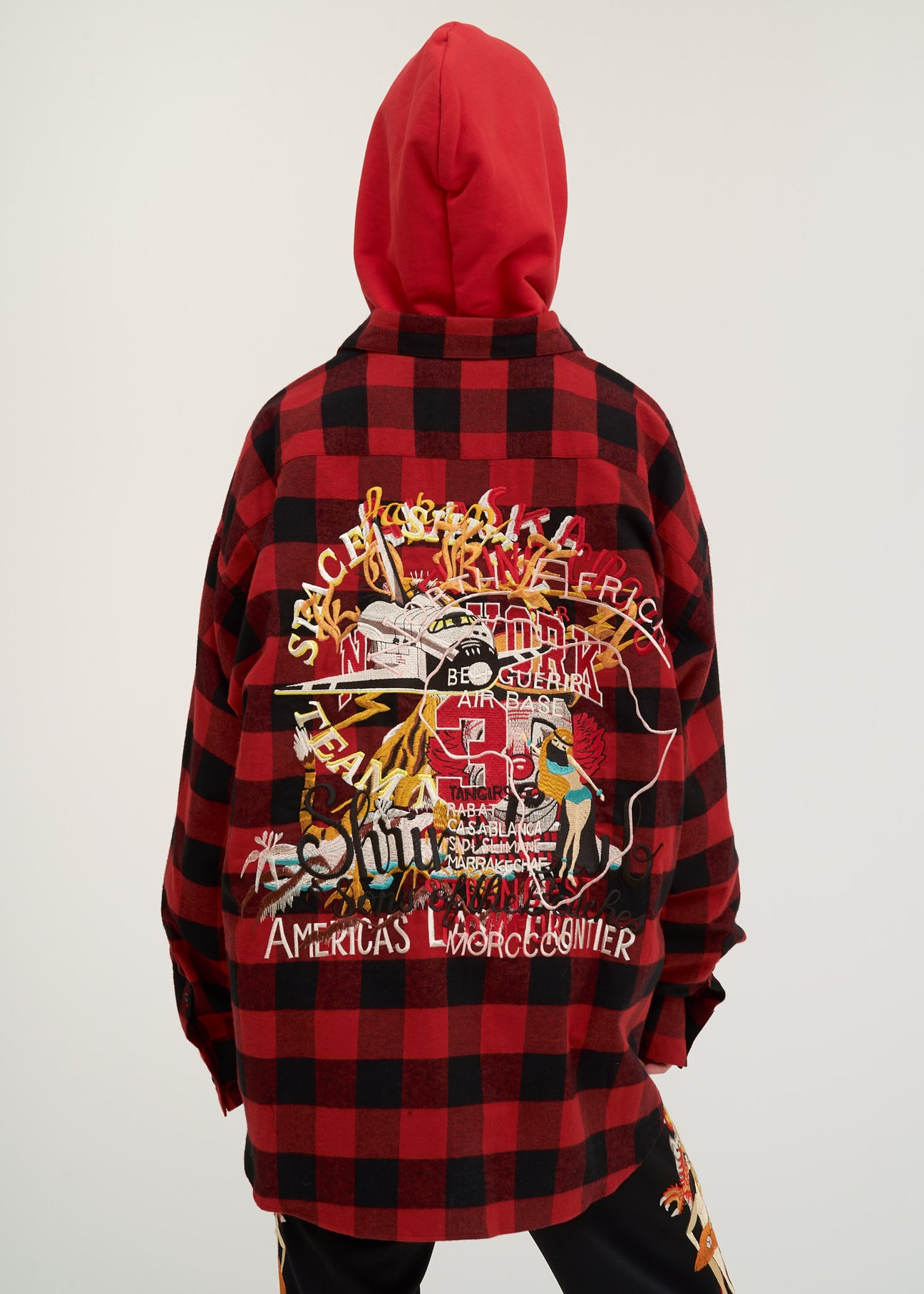Red Chaos Embroidery Check Shirt – 017 Shop